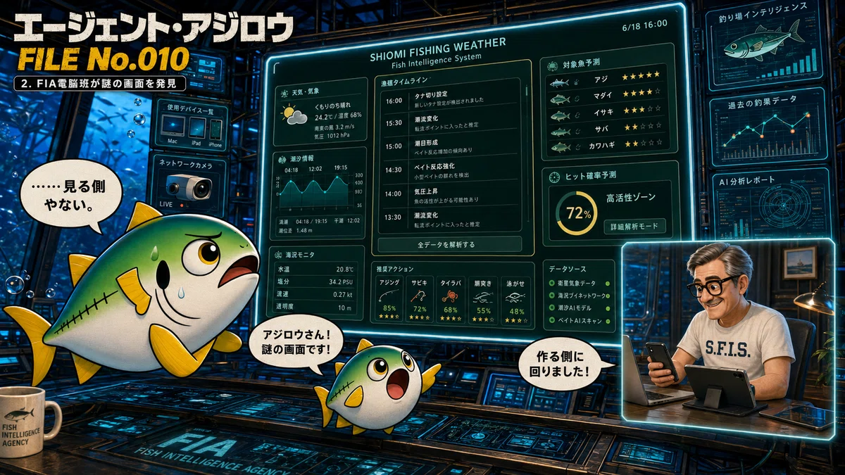 エージェント・アジロウ FILE No.010緊急調査！潮見魚心、ついに釣況インテリジェンス・システムを開発する――調べすぎる男は、とうとう ...
