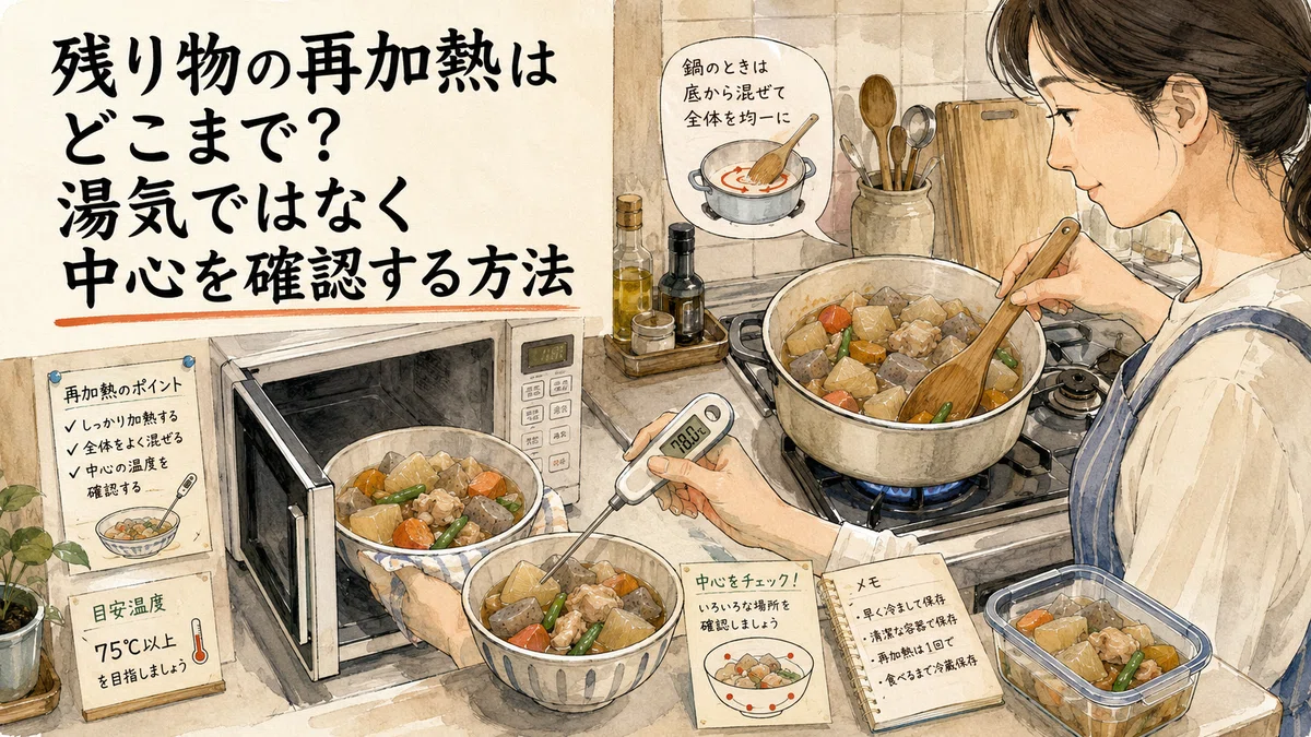 残り物の再加熱はどこまで？湯気ではなく中心を確認する方法｜ぬぐい@衛生の話をしよう