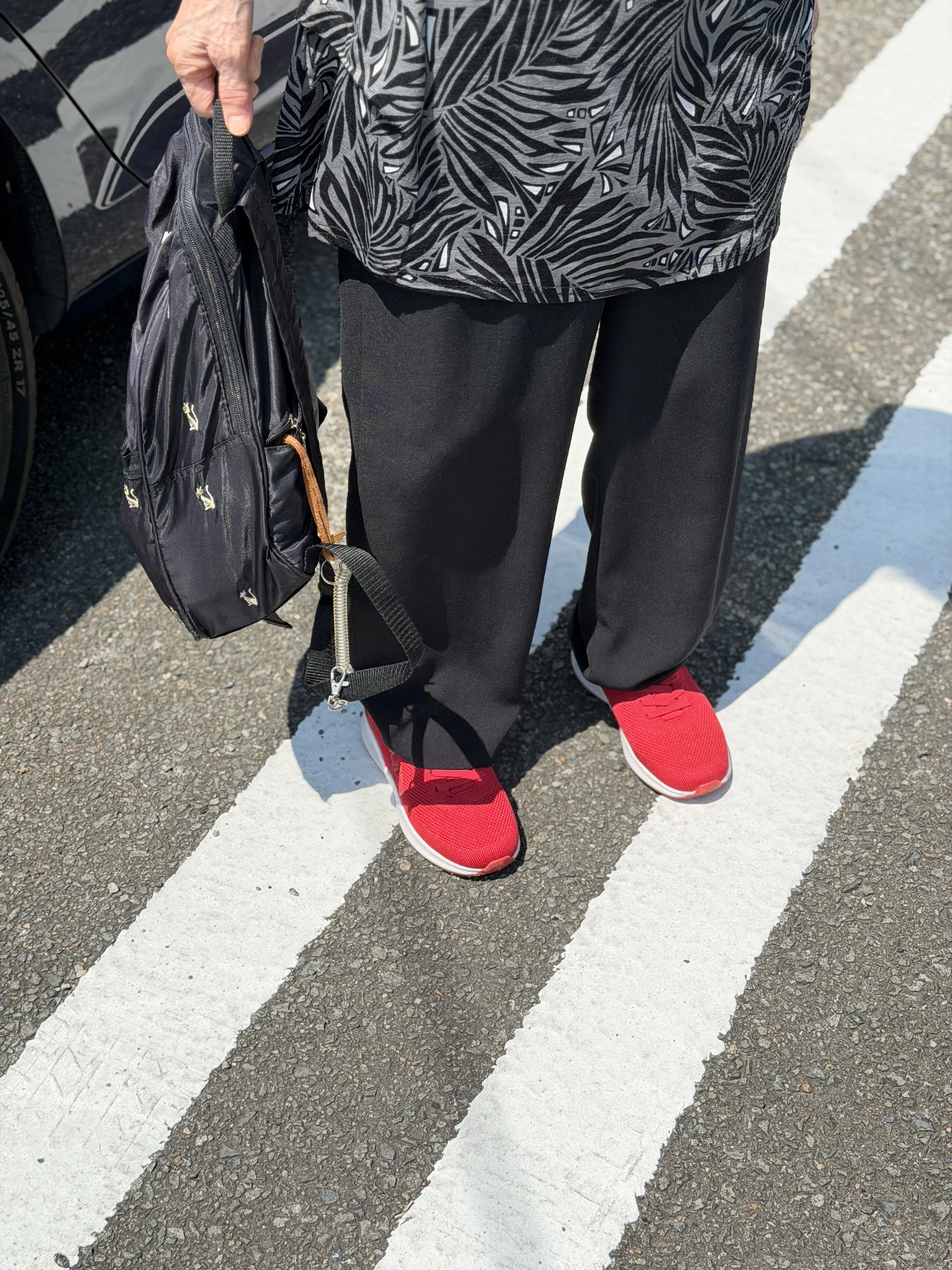 80代の母と赤い靴】LAQUNのハンズフリースニーカーで墓参りへ｜諏訪