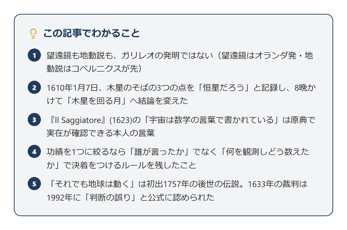 ガリレオ・ガリレイ「宇宙は数学の言葉で書かれている」——その確信は