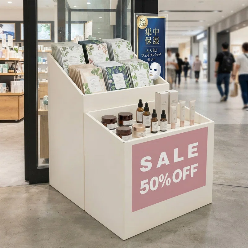 売場のキャンペーンに合わせて印刷面を活用できるペーパーワゴン｜誉PRINTING