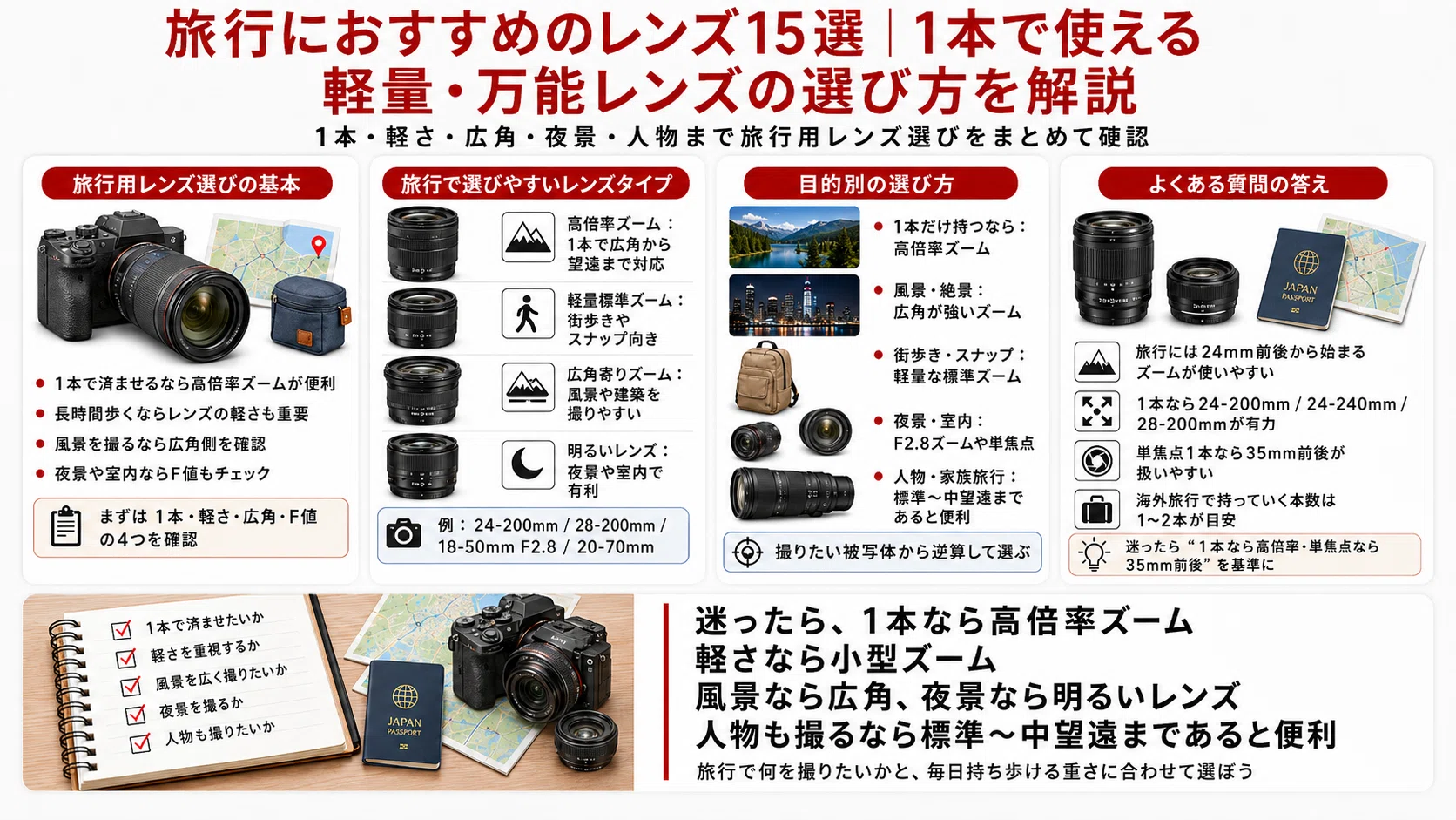 旅行におすすめのレンズ15選｜1本で使える軽量・万能レンズの選び方を
