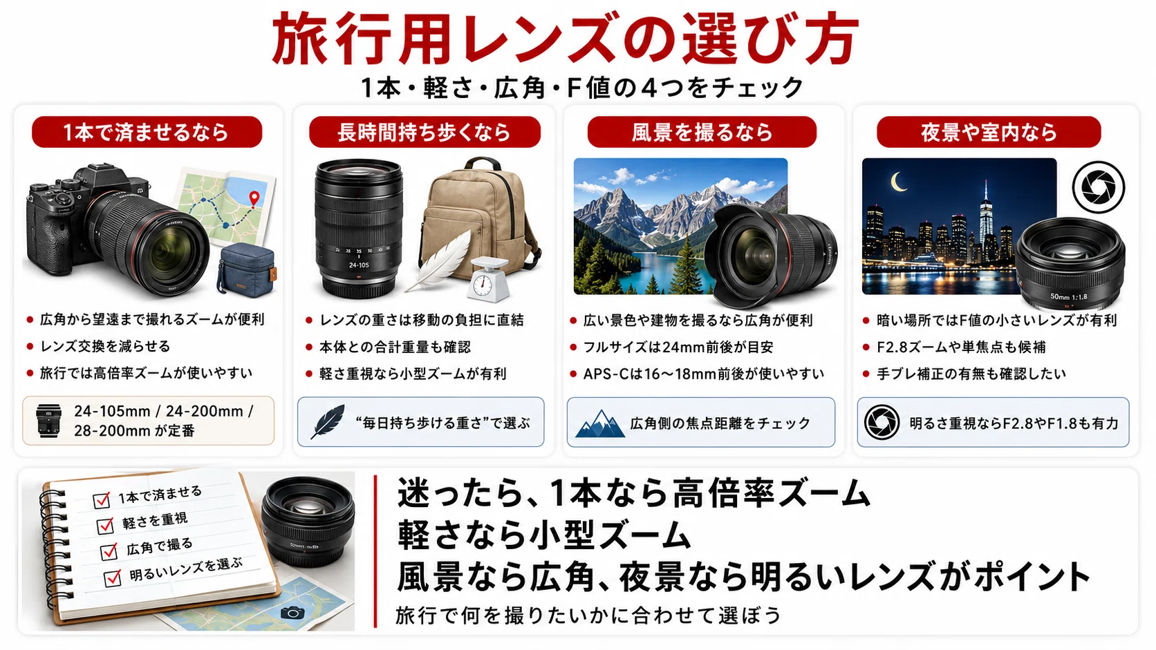 旅行におすすめのレンズ15選｜1本で使える軽量・万能レンズの選び方を
