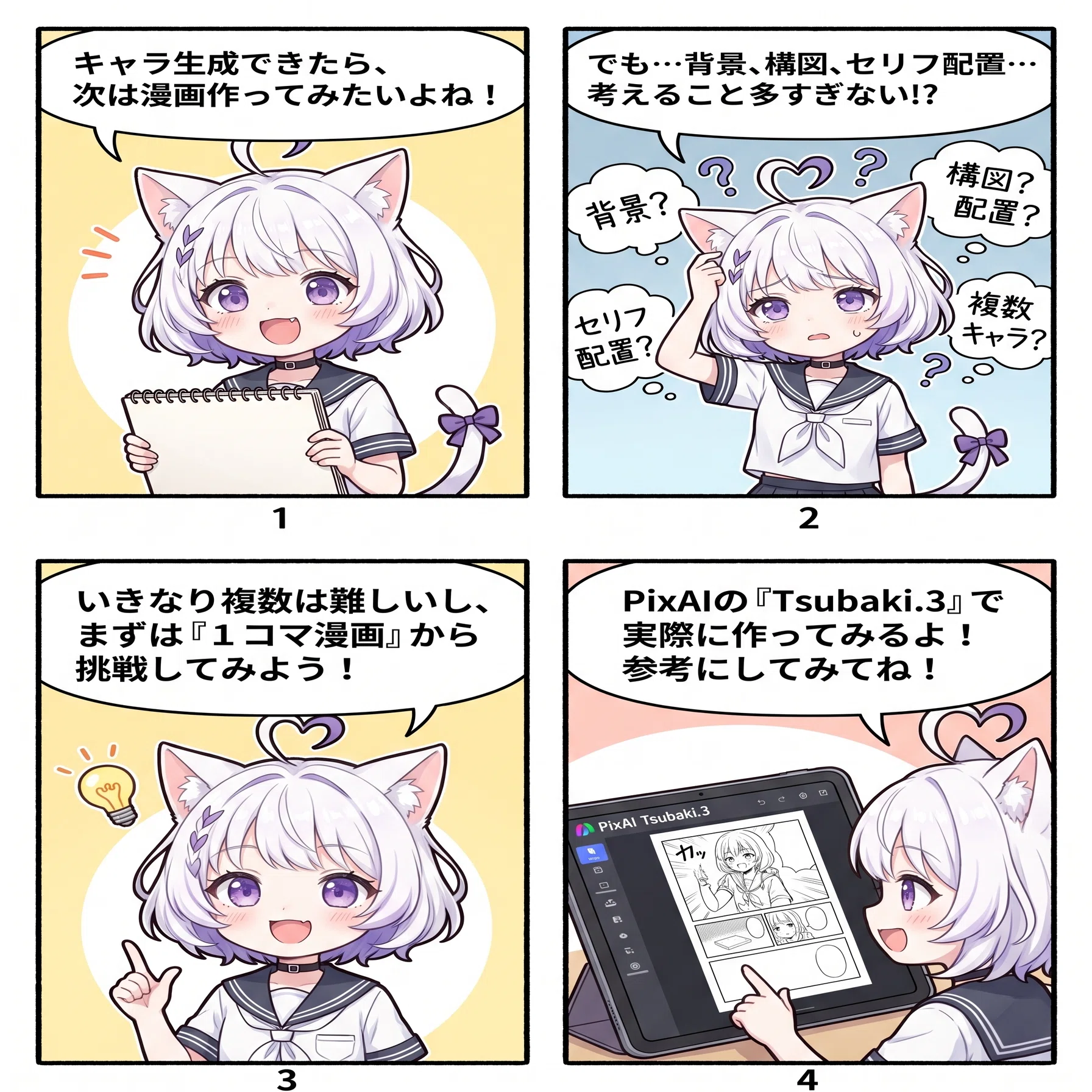 AIで漫画を生成してみよう！PixAIのTsubaki.3を使った1コマ漫画の