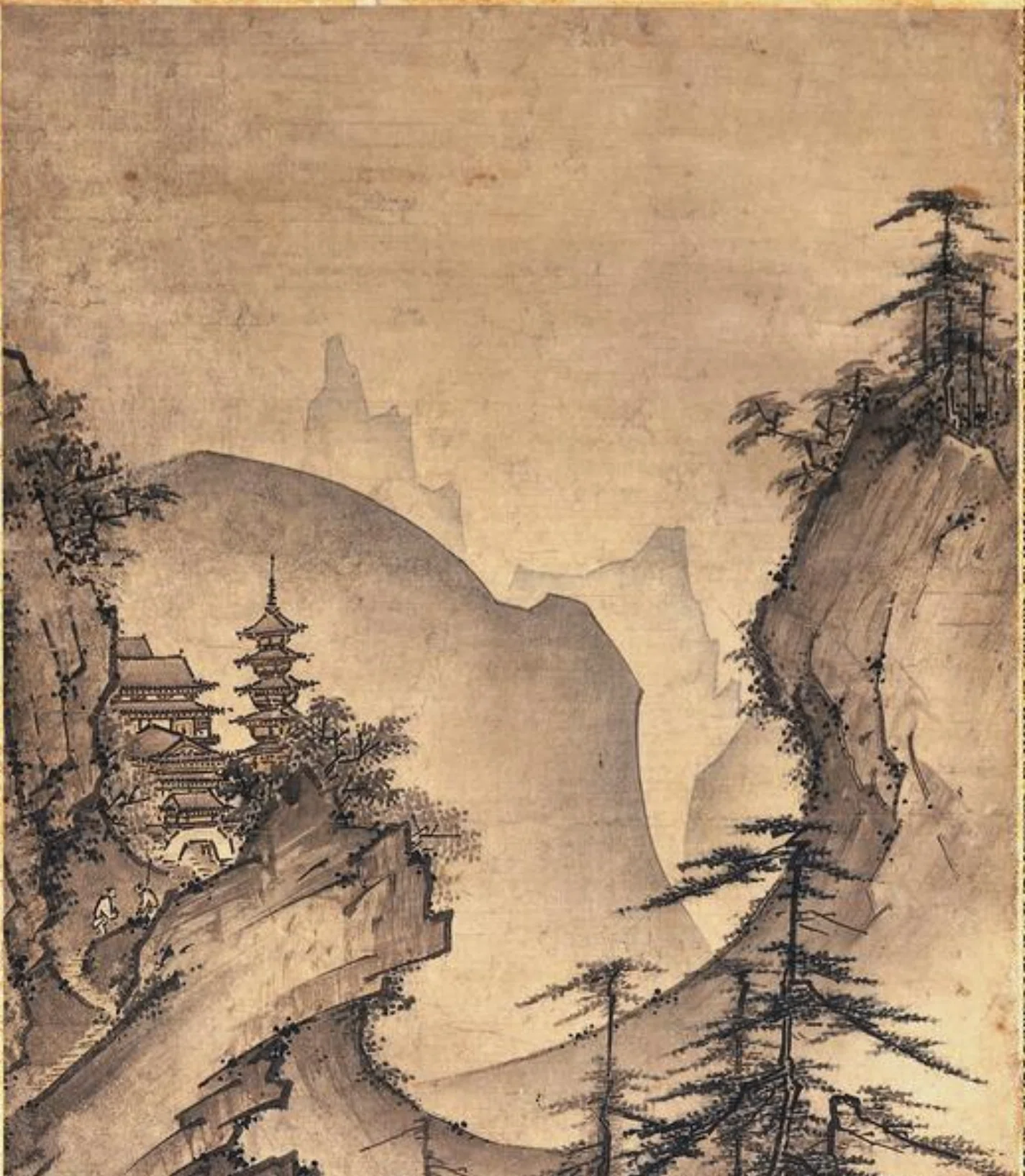 大英博物館展出品作⑧伝祥啓《山水図》明応9年（1500）頃、大英博物館