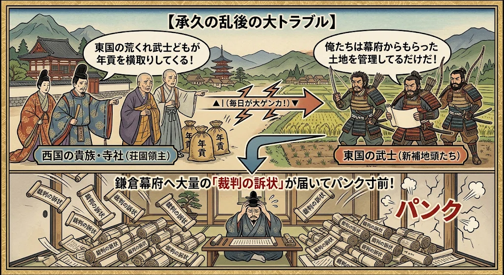 【図解】御成敗式目の制定（1232年）｜「武士の喧嘩をなくす！超わかりやすい法律」｜風わいわい