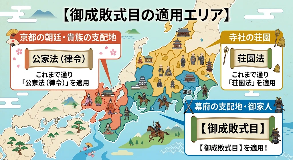 【図解】御成敗式目の制定（1232年）｜「武士の喧嘩をなくす！超わかりやすい法律」｜風わいわい