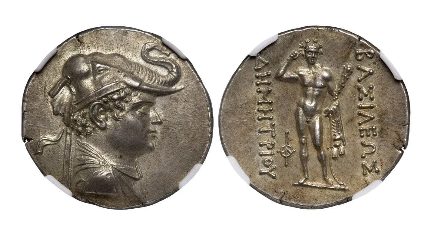 インド・ギリシア王国 メナンドロス一世 ドラクマ銀貨 古代 ギリシャ  インド・ギリシア王国 メナンドロス一世 ドラクマ銀貨 古代 ギリシャ