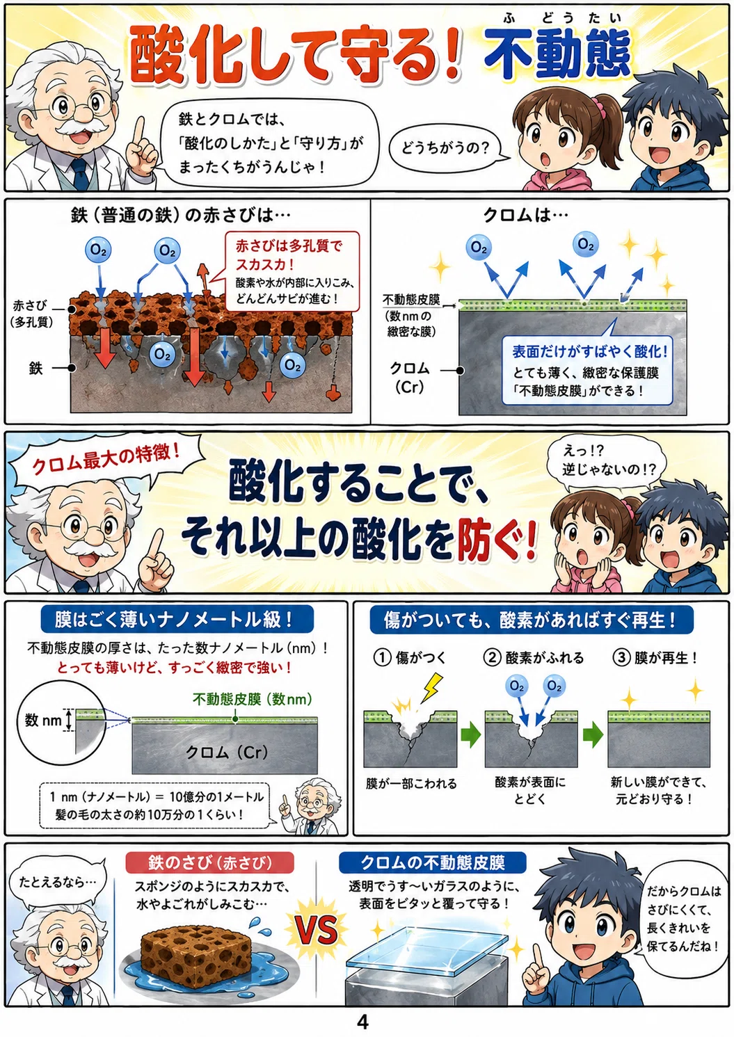 なぜステンレスは錆びにくい?「クロム」という不思議な元素の正体【漫画で学ぶ】|GPT漫画で学ぼう