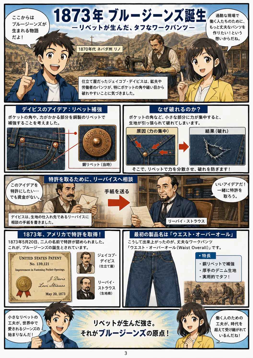 漫画でわかる】Levi'sの歴史――鉱山の作業着から世界の定番ジーンズへ