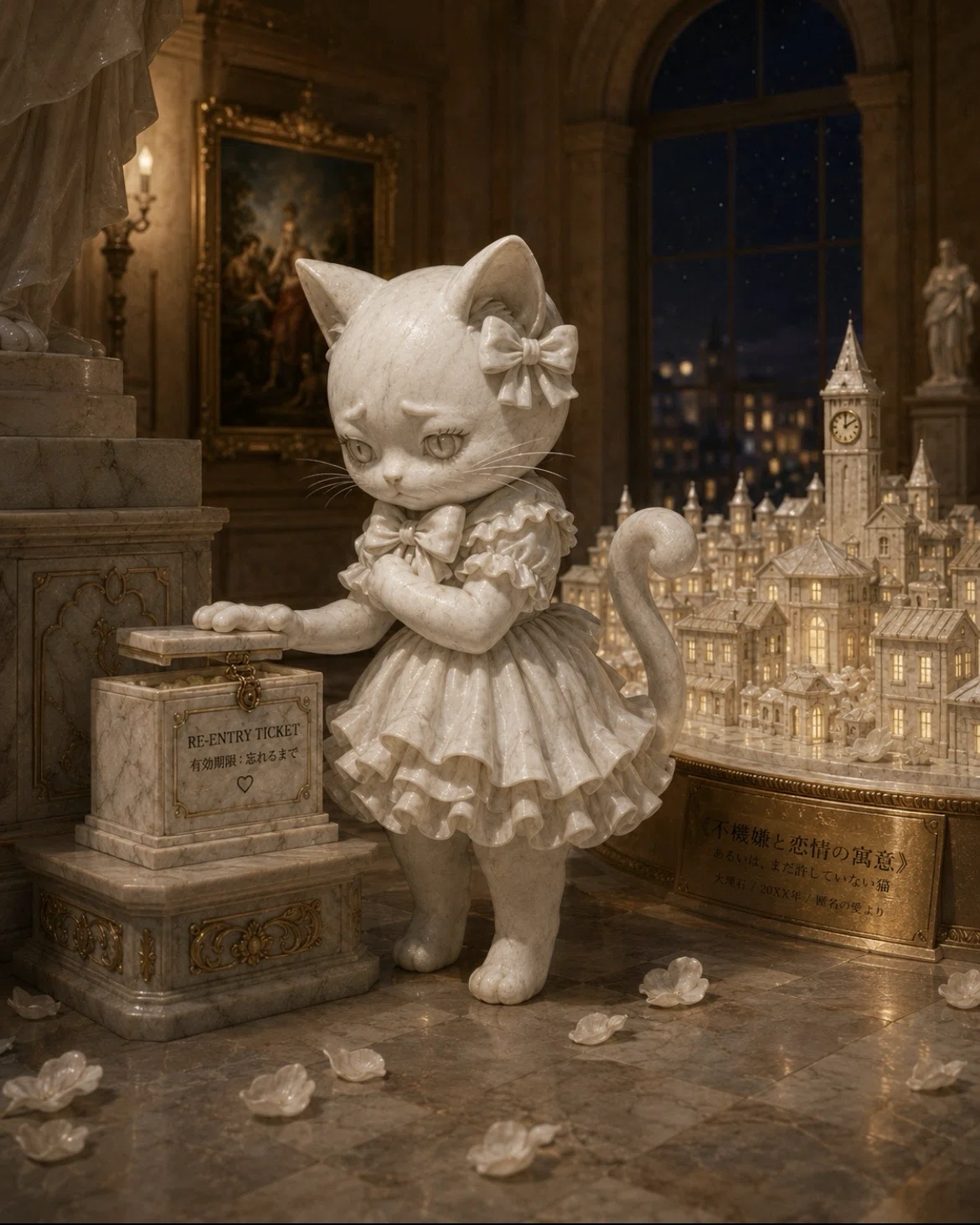 《時計塔を背に、まだ許していない猫》🎀🏛️｜rakuseikatu_shienAI