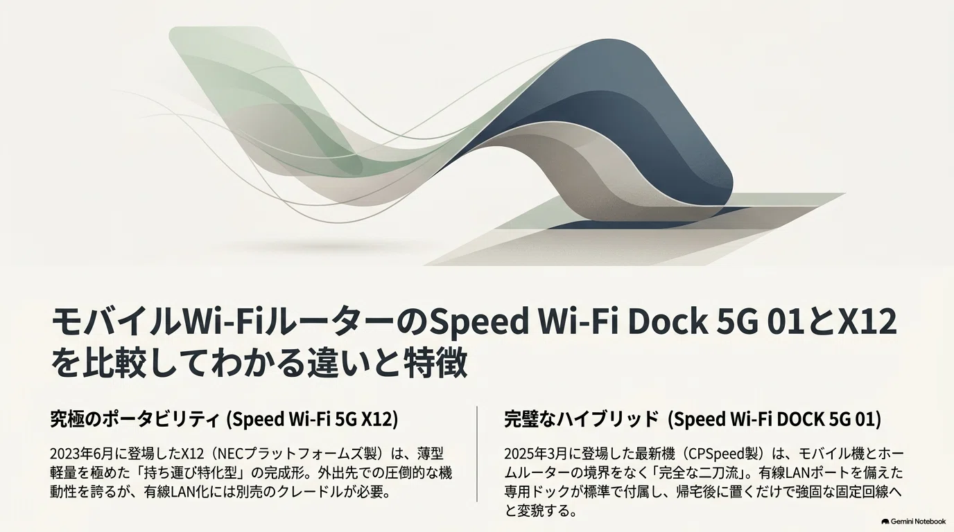 モバイルWi-FiルーターのSpeed Wi-Fi Dock 5G 01とX12を比較｜「徹底