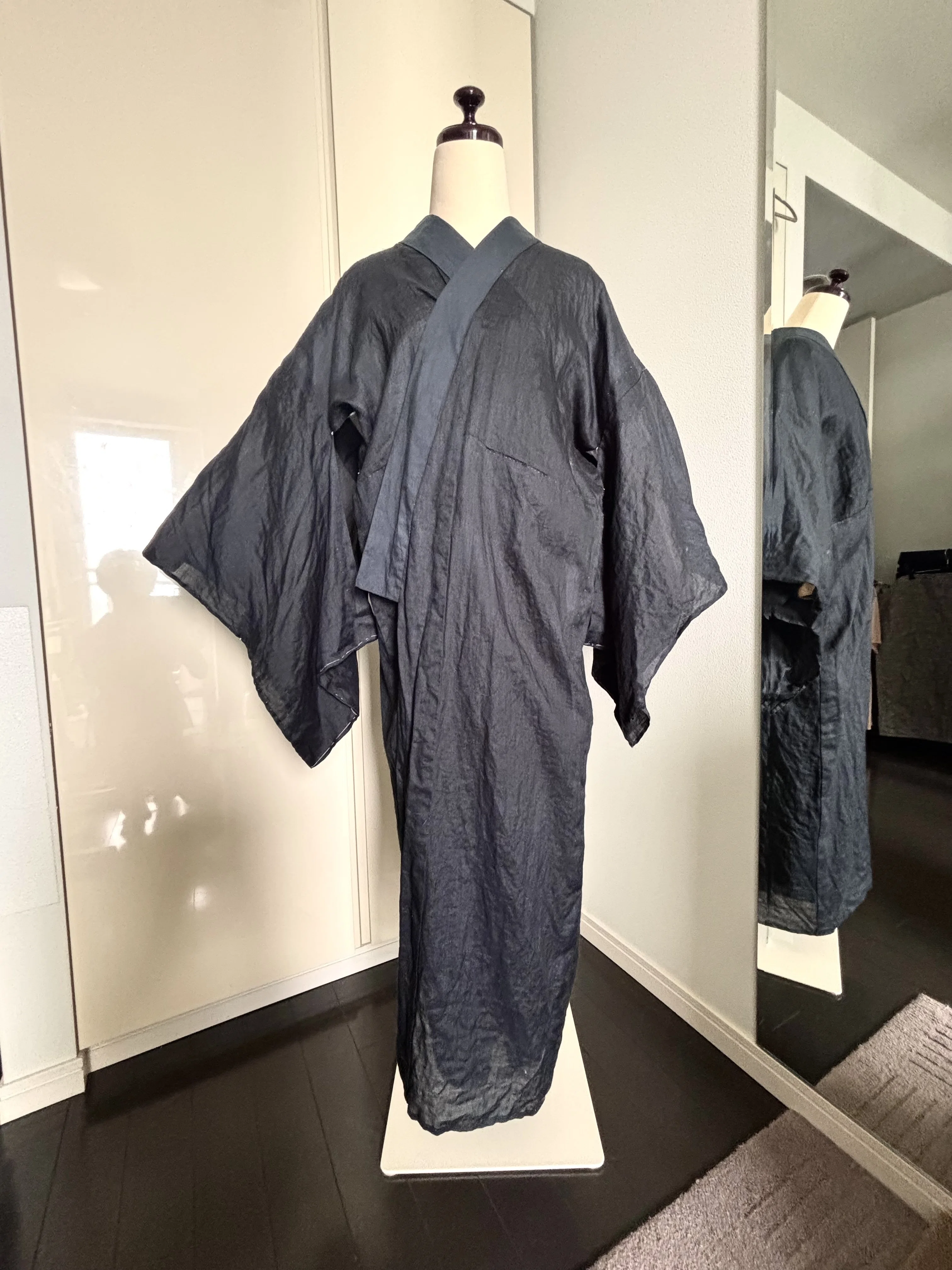 おうち染め】生成りの麻襦袢を黒に染めてみたら、意外と簡単だった