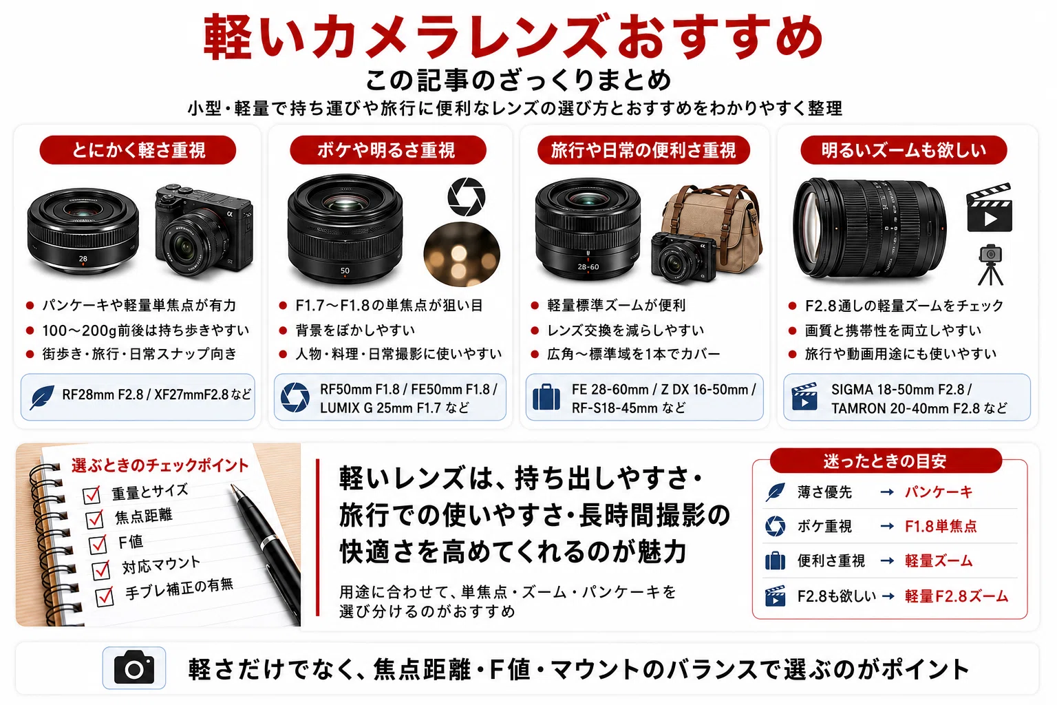 軽いカメラレンズおすすめ16選｜小型・軽量で持ち運びや旅行に便利な