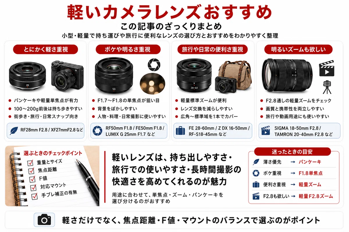 軽いカメラレンズおすすめ16選｜小型・軽量で持ち運びや旅行に便利な