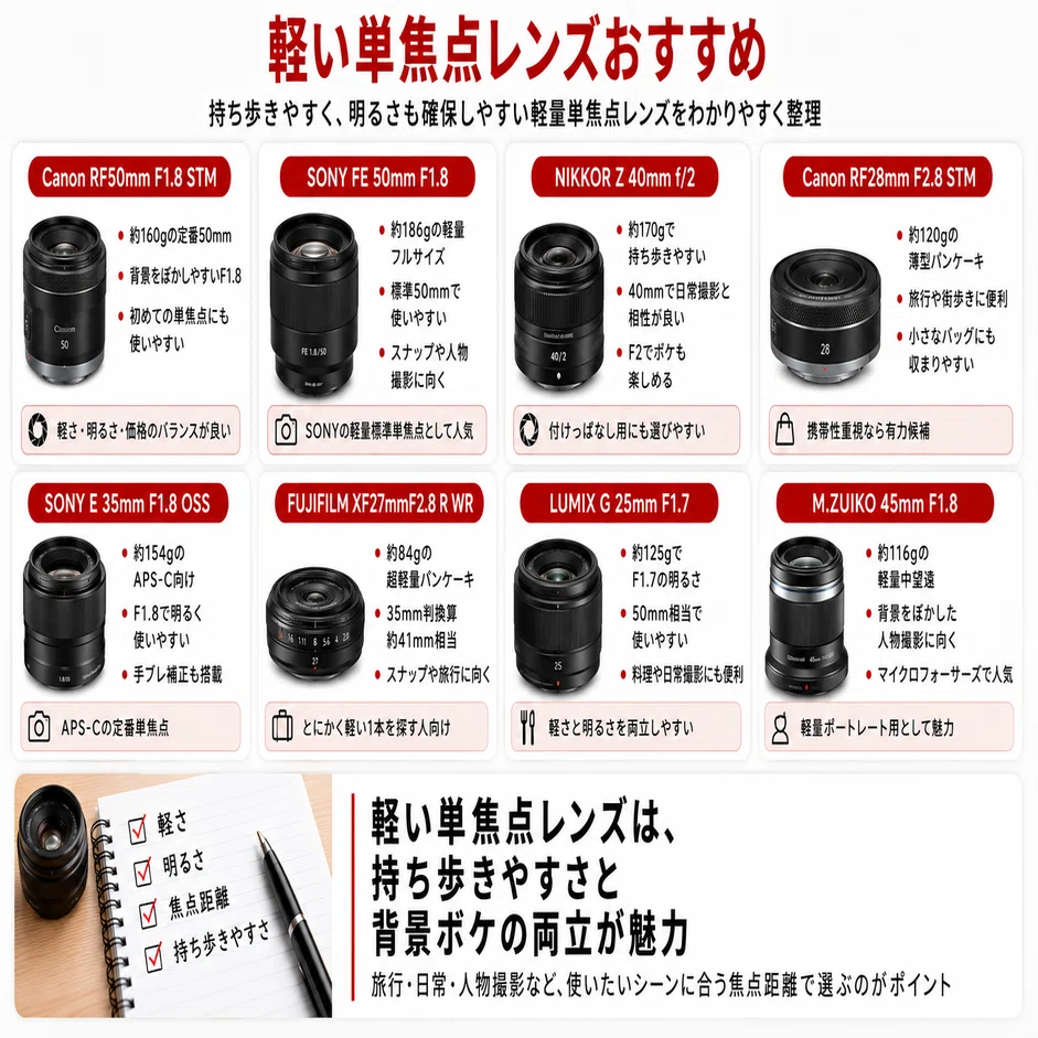 軽いカメラレンズおすすめ16選｜小型・軽量で持ち運びや旅行に便利な