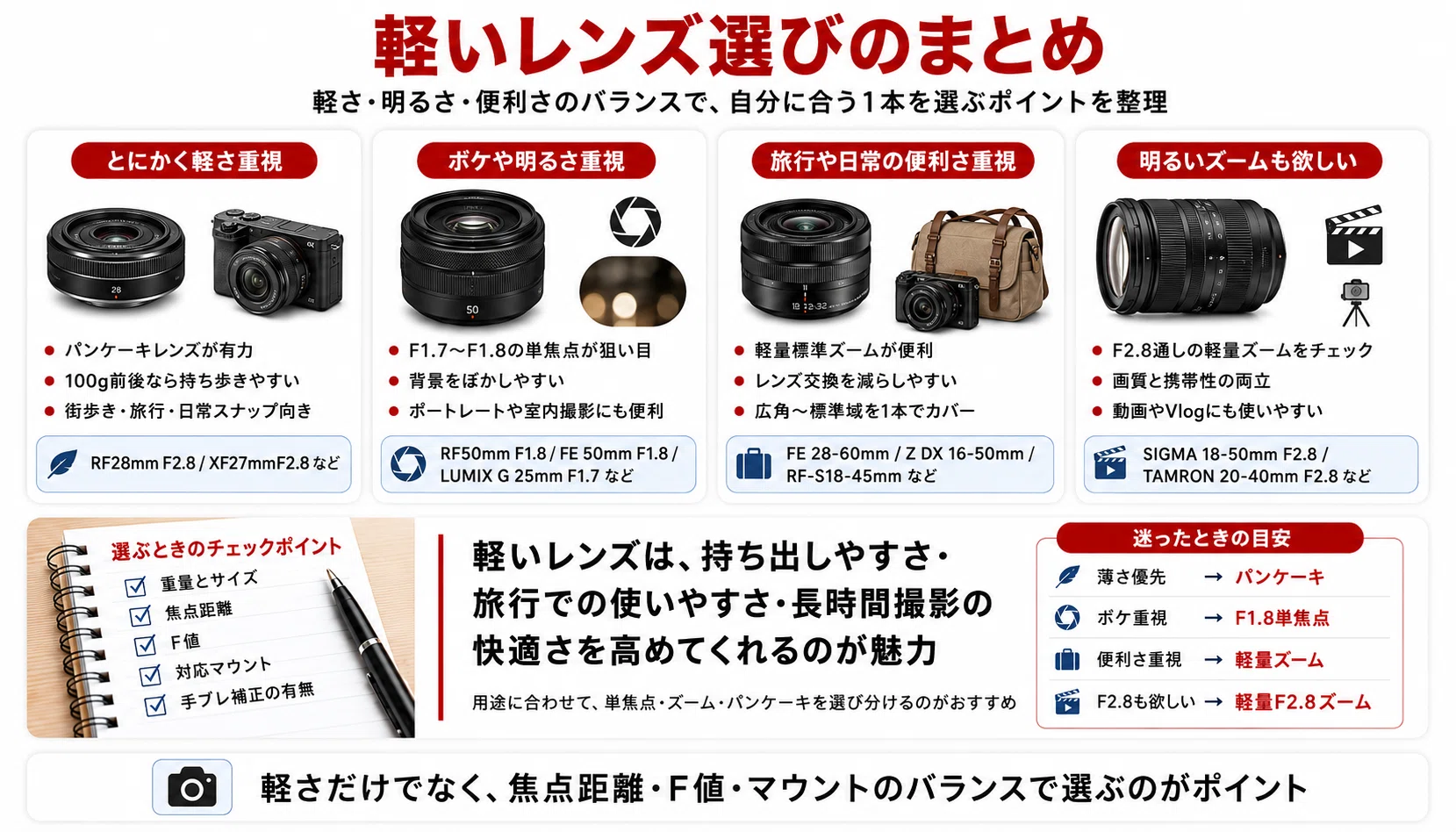 カメラ本体とレンズセット　まとめ売り 軽いカメラレンズおすすめ16選｜小型・軽量で持ち運びや旅行に便利な