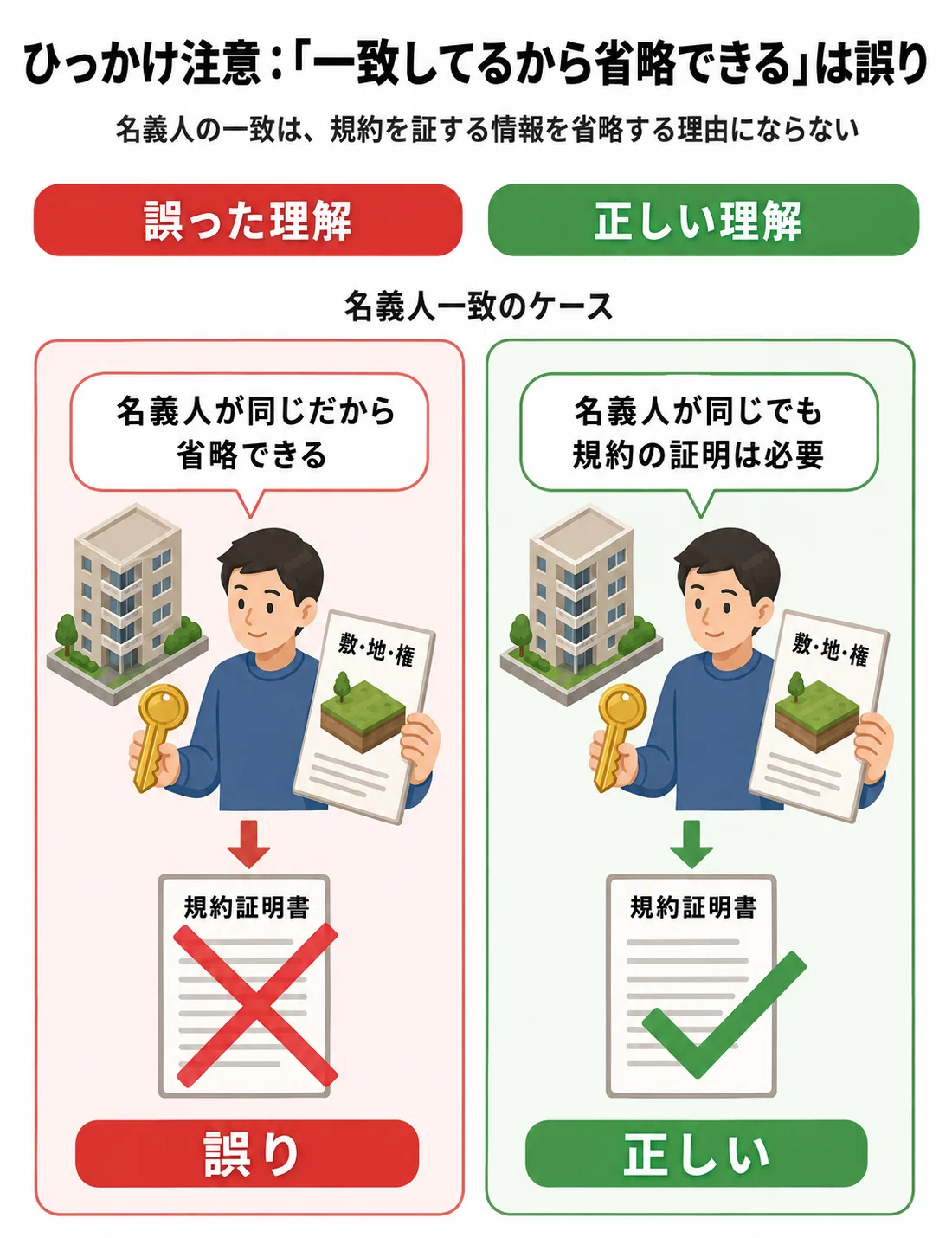 土地家屋調査士受験生向け】名義人が一致していても、規約があれば敷地