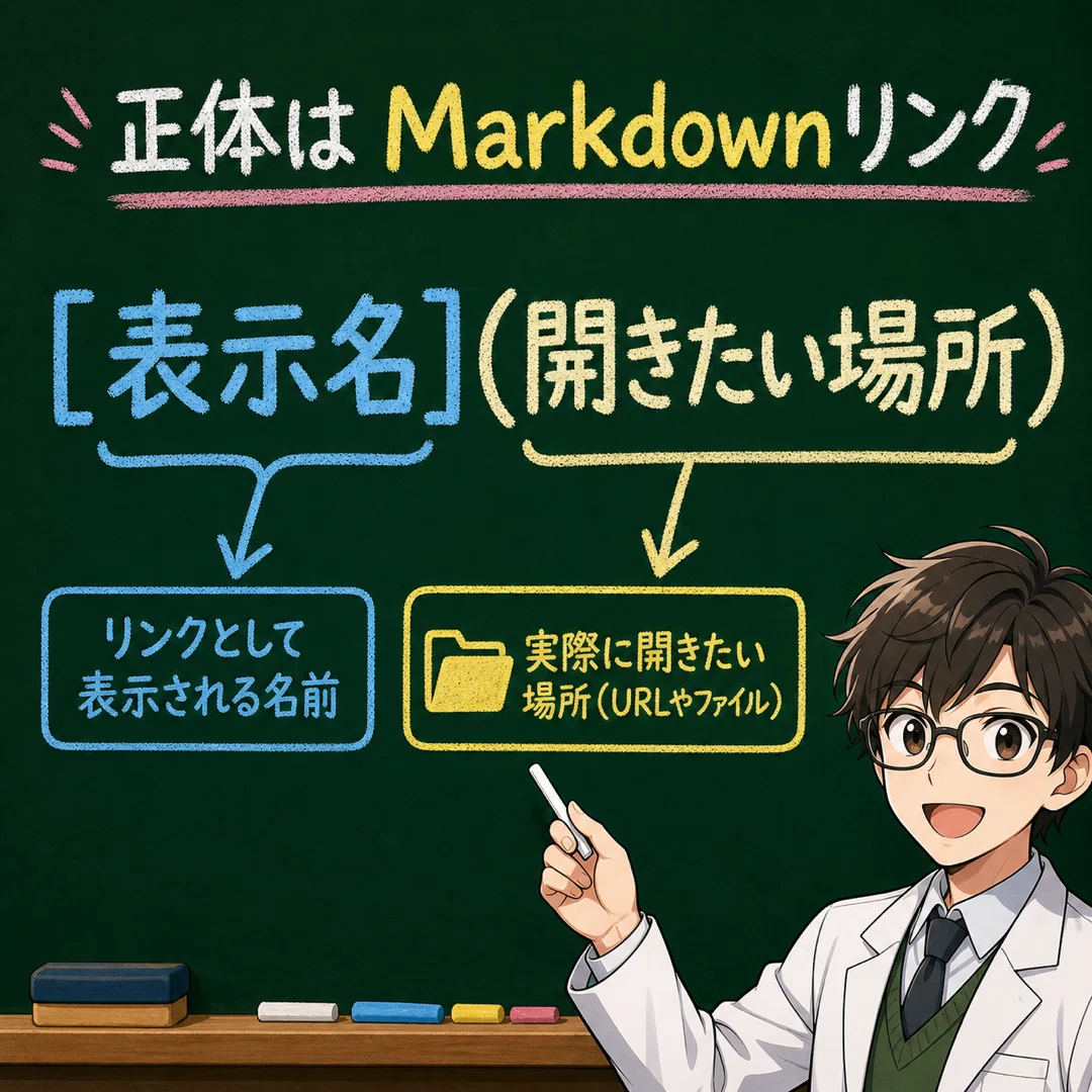 表示名と保存先をつなぐMarkdownリンク