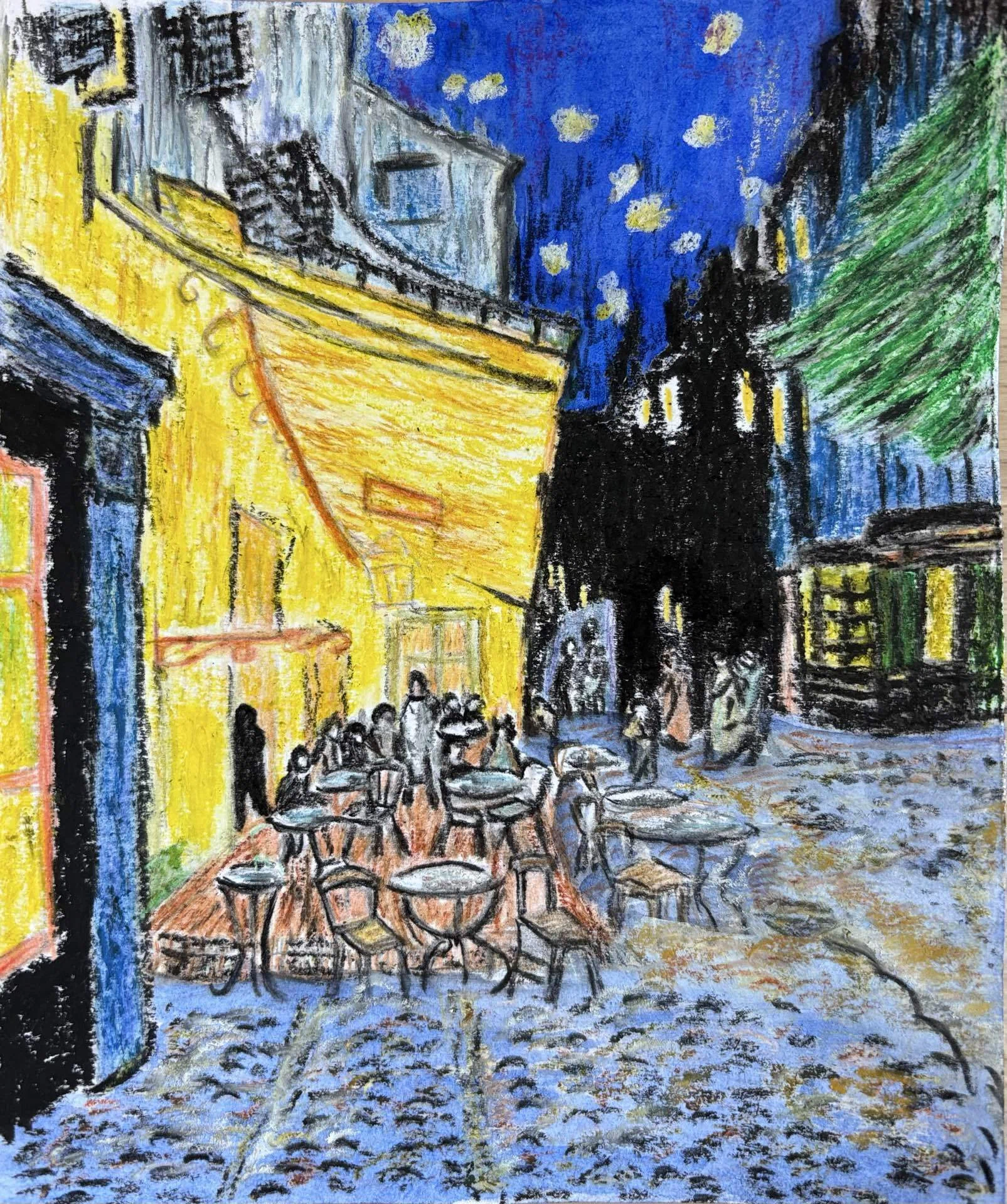 絵 昼と夜の融合 試しに夜のカフェテラスを描いてみたら、想像以上に難しかった話