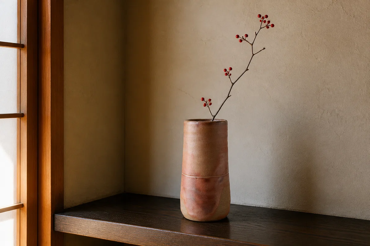 茶色の八角形備前花器 茶色の八角形備前花器 茶色の八角形備前花器の