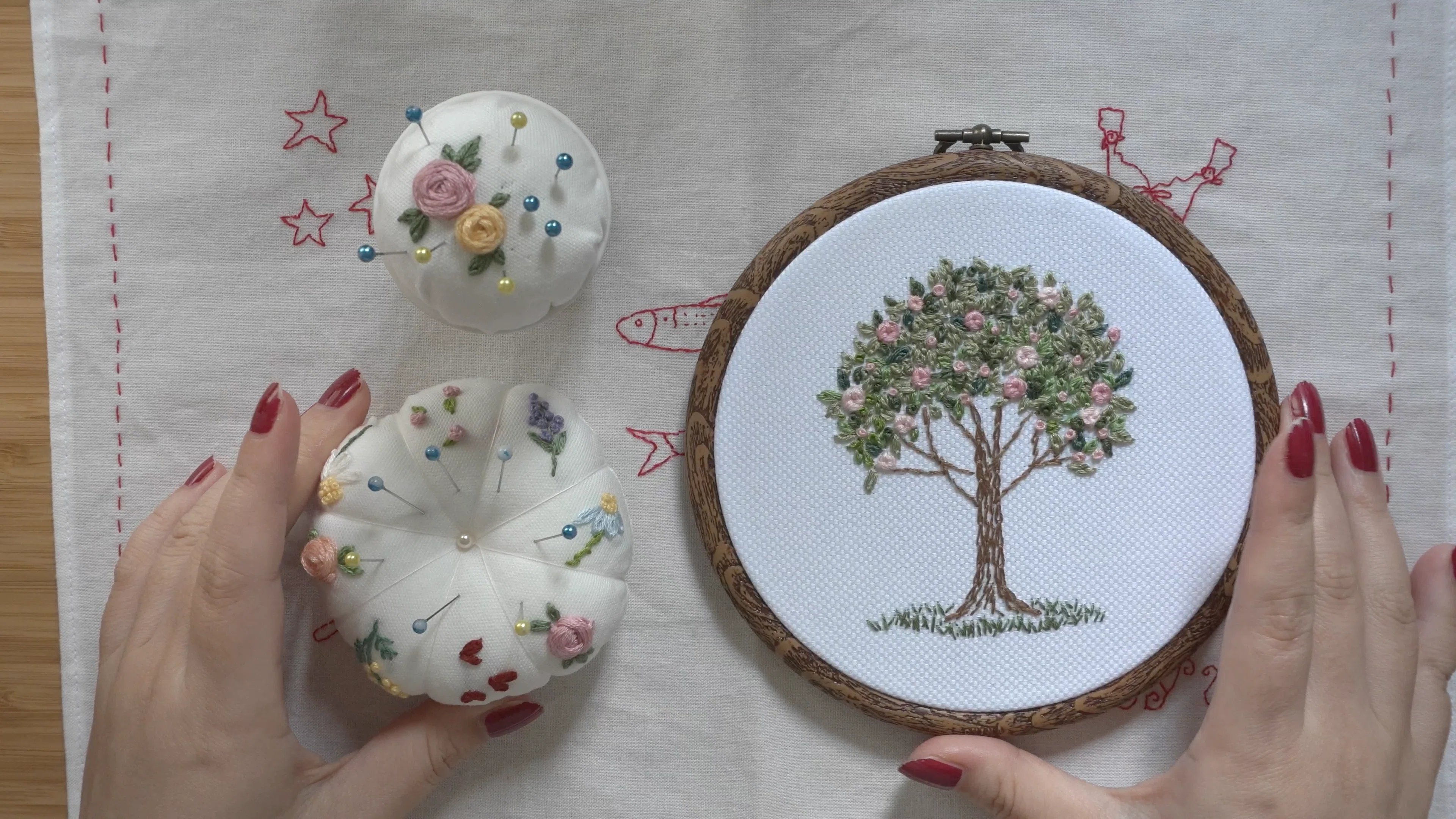 針山作りと木の刺繍の壁飾りを作る｜Miyu Gemini