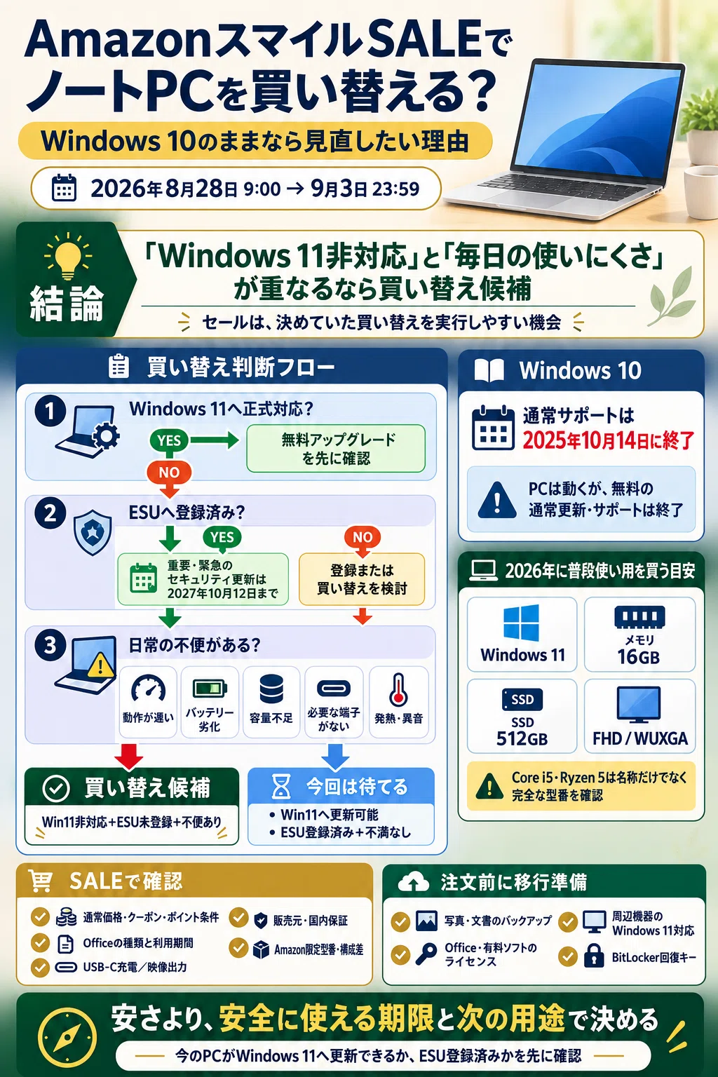 AmazonスマイルSALEでノートPCを買い替える？Windows 10のままなら