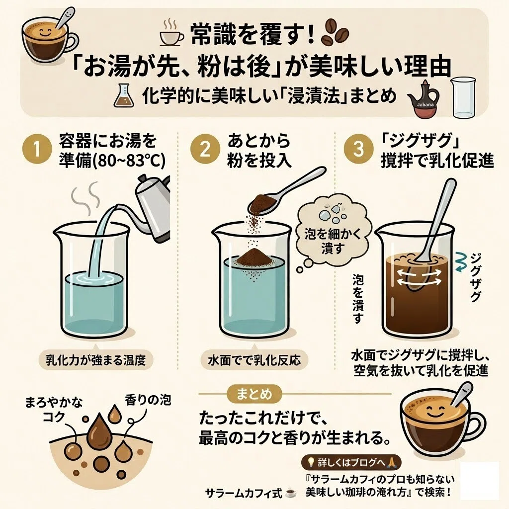 Immersion coffee tastes better when you add water first, then the ...