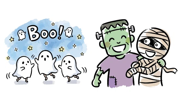 商用OK】ハロウィンの可愛い仲間たち！お化けやモンスターの無料