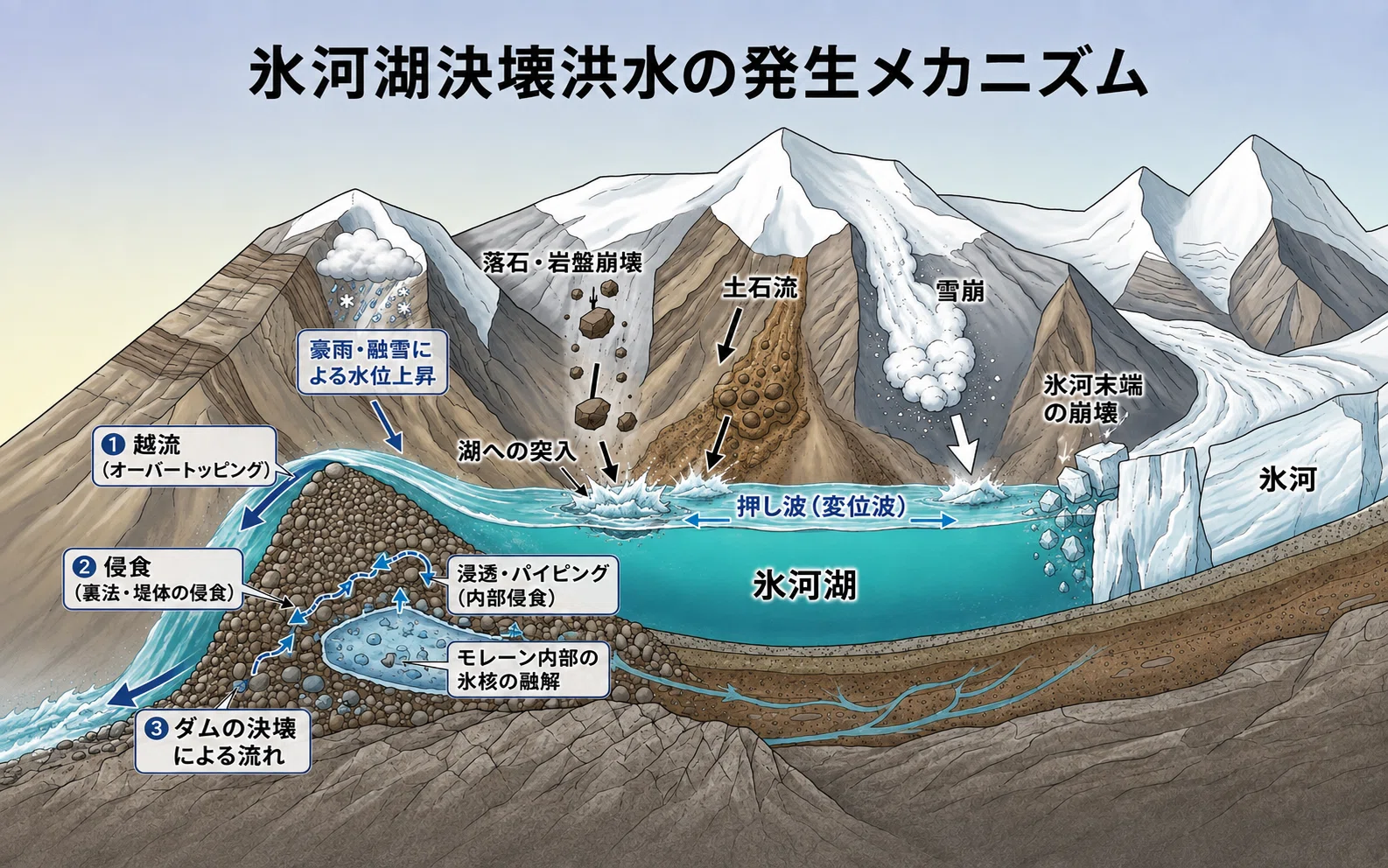 氷河湖の水を抜けば、今回の洪水は防げたのか？｜mari03