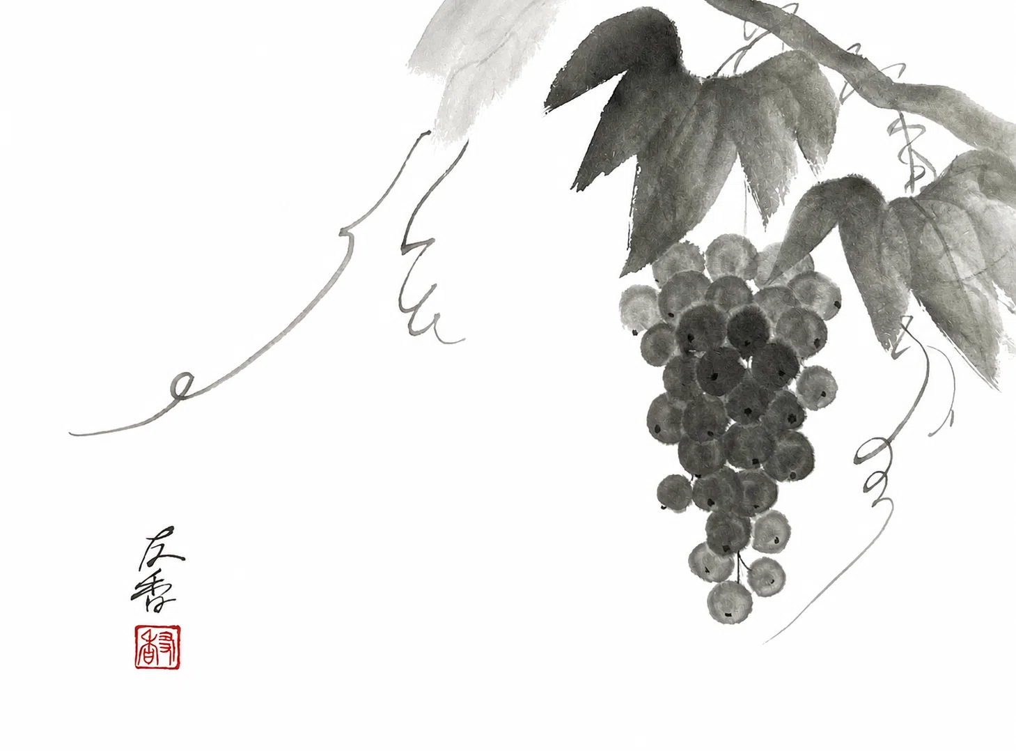 10月の水墨画ワークショップ 「葡萄を描く」 ｜友香/水墨画家