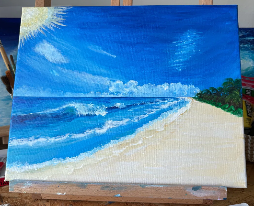 🌊SURF TUBE ART ｜ 初めて描いた「ビーチからの海」。心静まる魂の