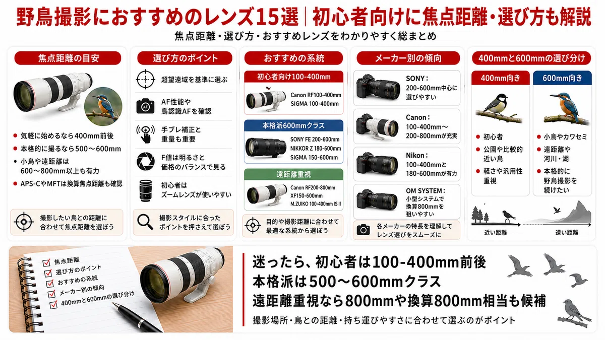 野鳥撮影におすすめのレンズ15選｜400mm・600mmはどっち？初心者向けに