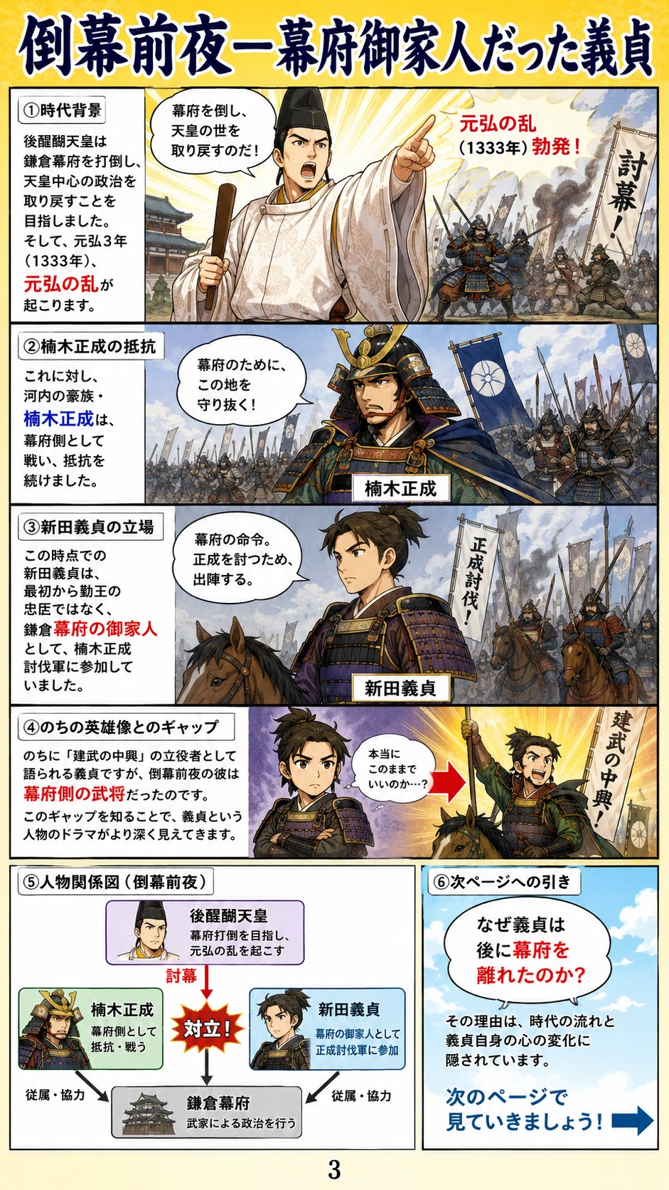 漫画でわかる】新田義貞とは何者か？ 鎌倉幕府を滅ぼし、足利尊氏と