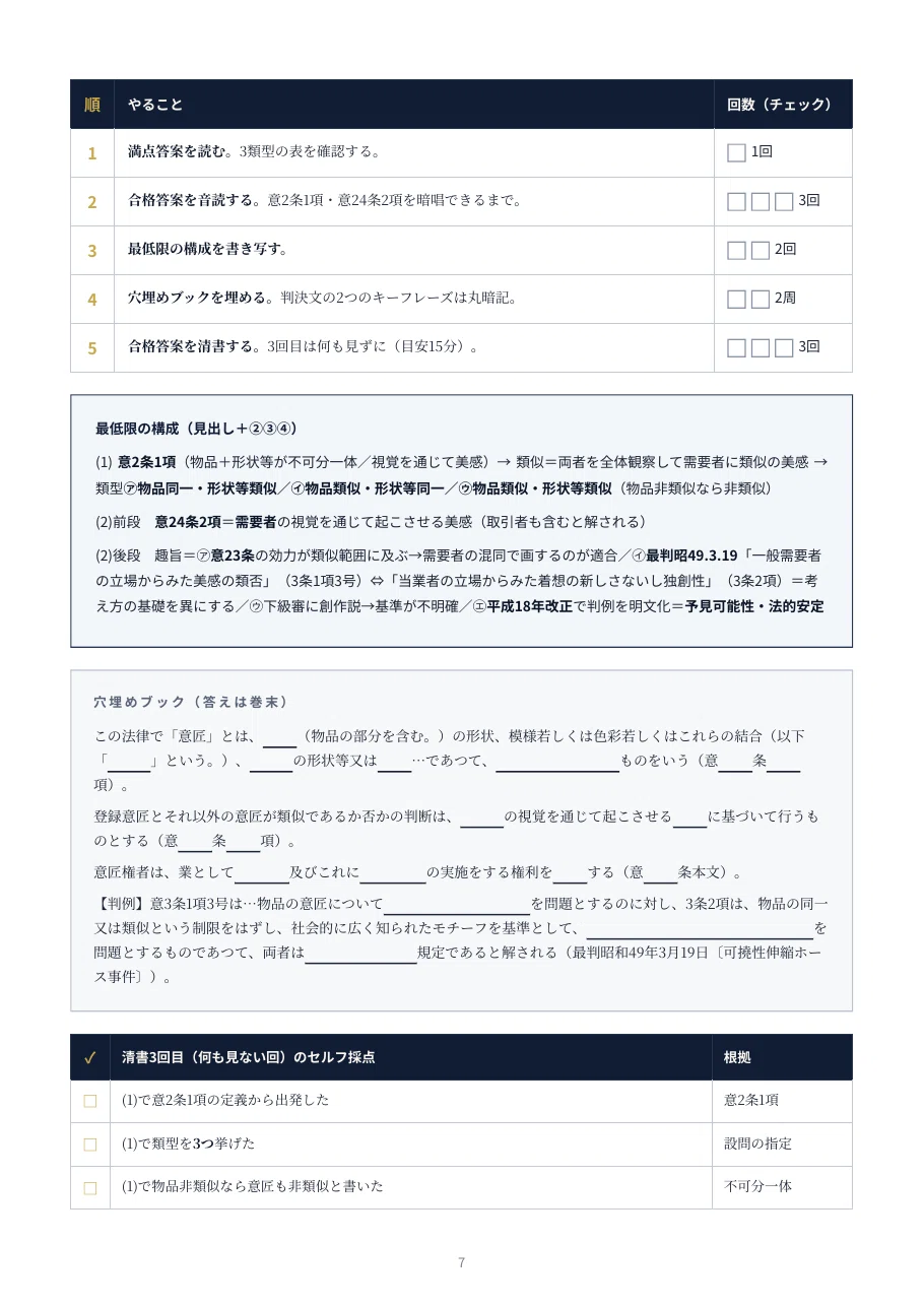 意匠】4週間で論文マスター｜令和4年度 弁理士試験 論文式 過去問演習