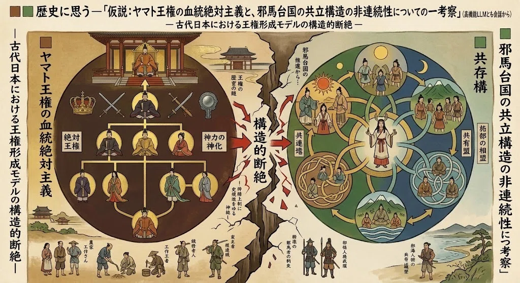 🟫🟩🟫歴史に思うー「仮説：ヤマト王権の血統絶対主義と、邪馬台国の