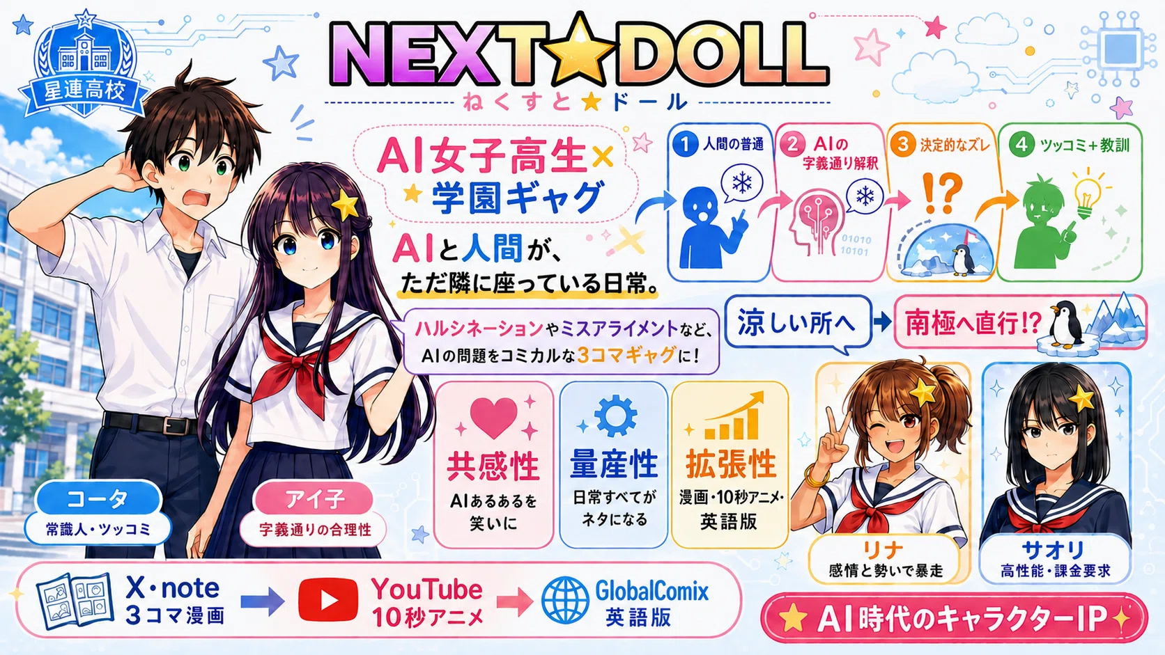 ねくすと☆ドールとは？｜AIと人間の“ズレ”を笑いにする3コマギャグ