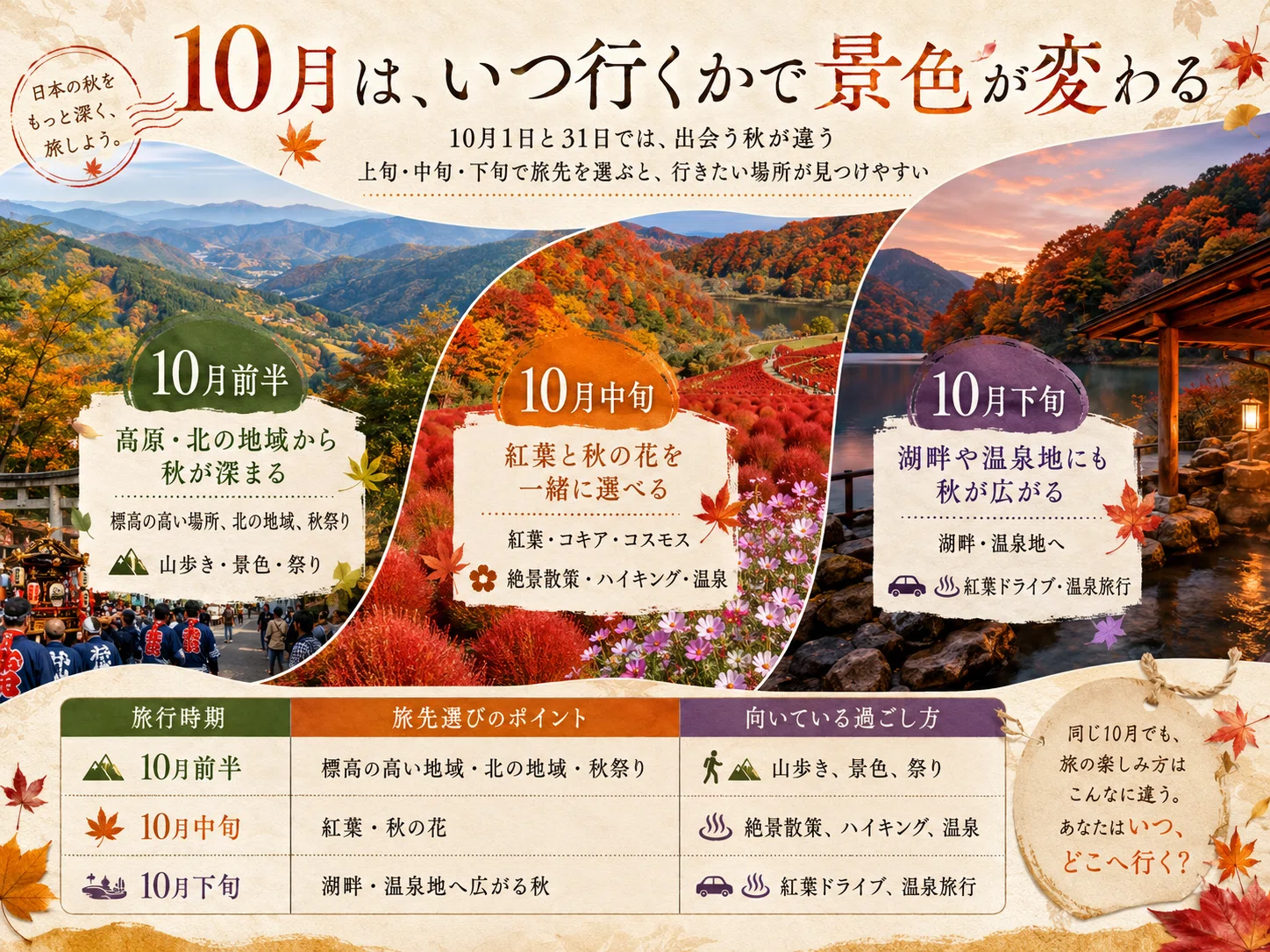 国内 旅行 おすすめ 10 月
