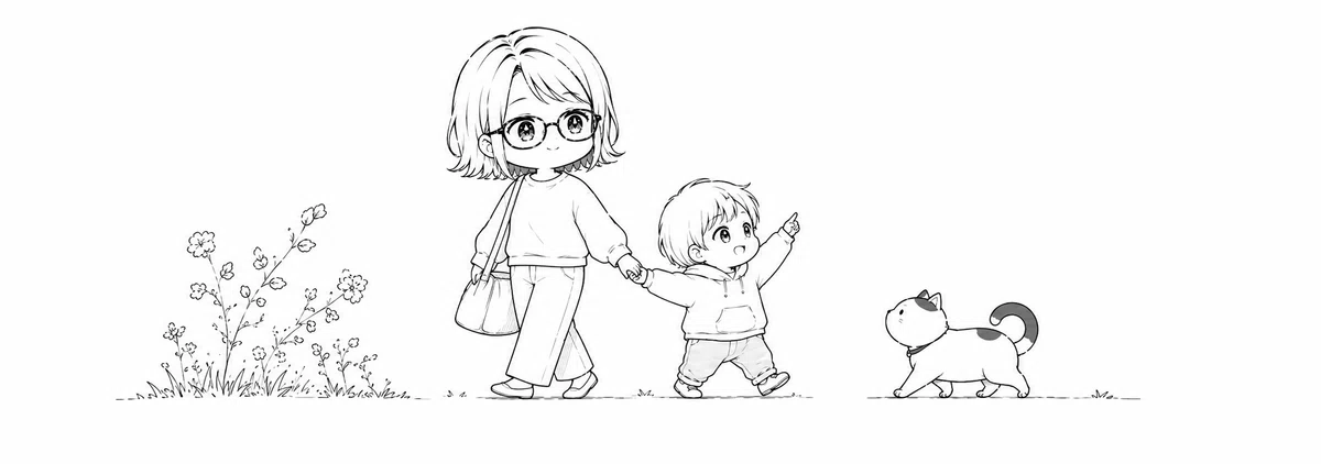 息子とわたしイラスト