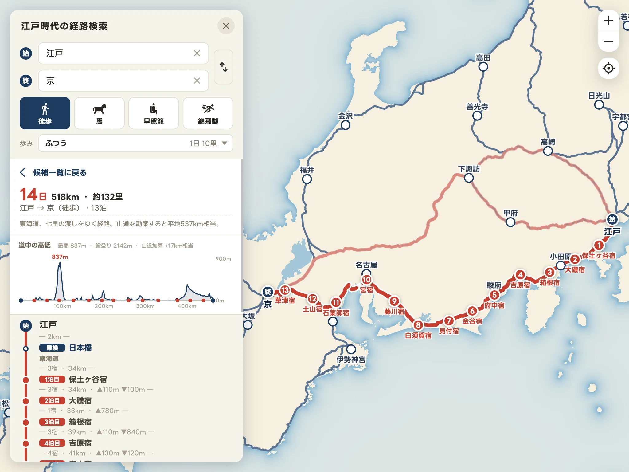 江戸時代の経路検索」サイトを作りました｜地図とかデザインとか