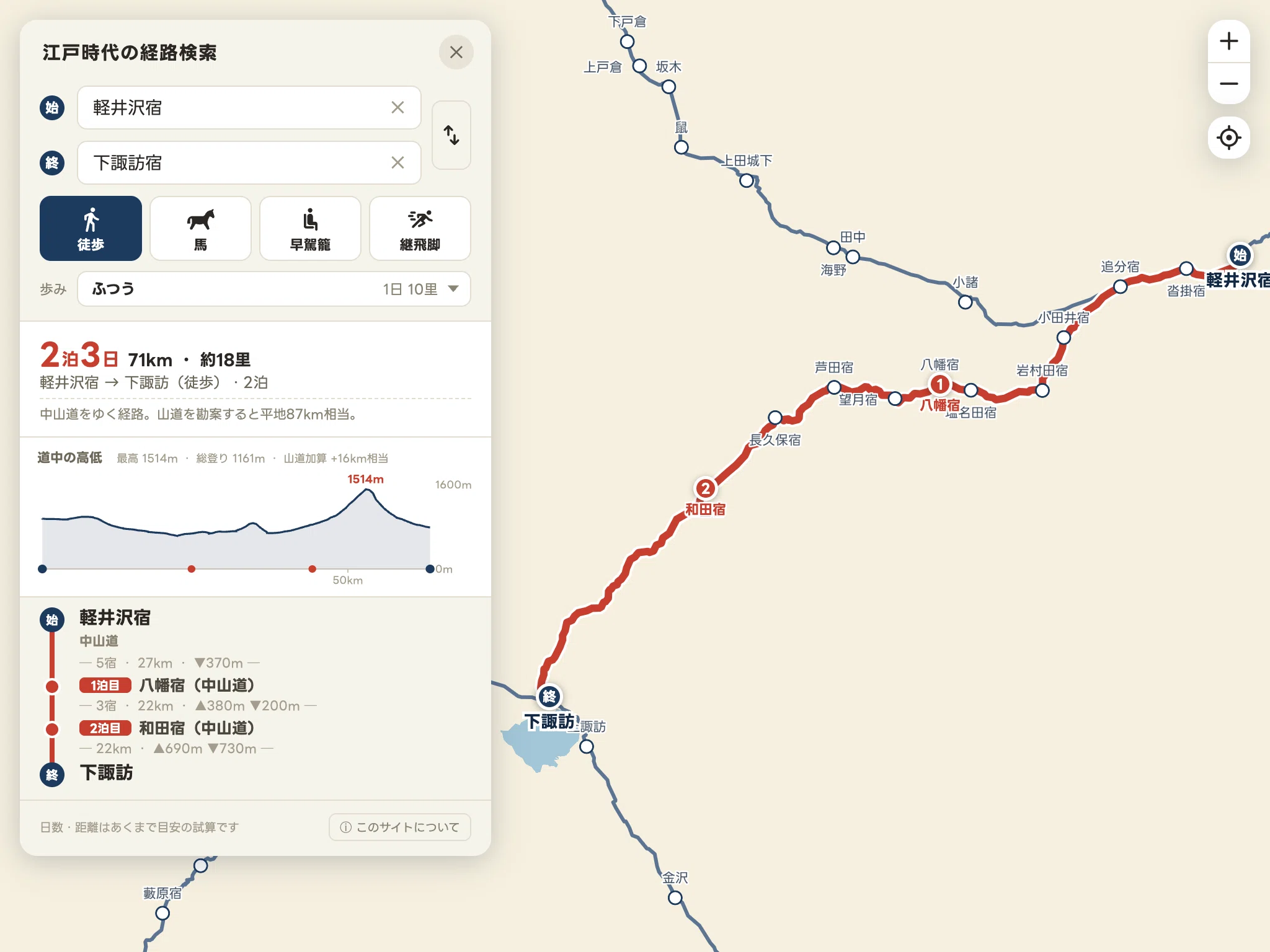 江戸時代の経路検索」サイトを作りました｜地図とかデザインとか