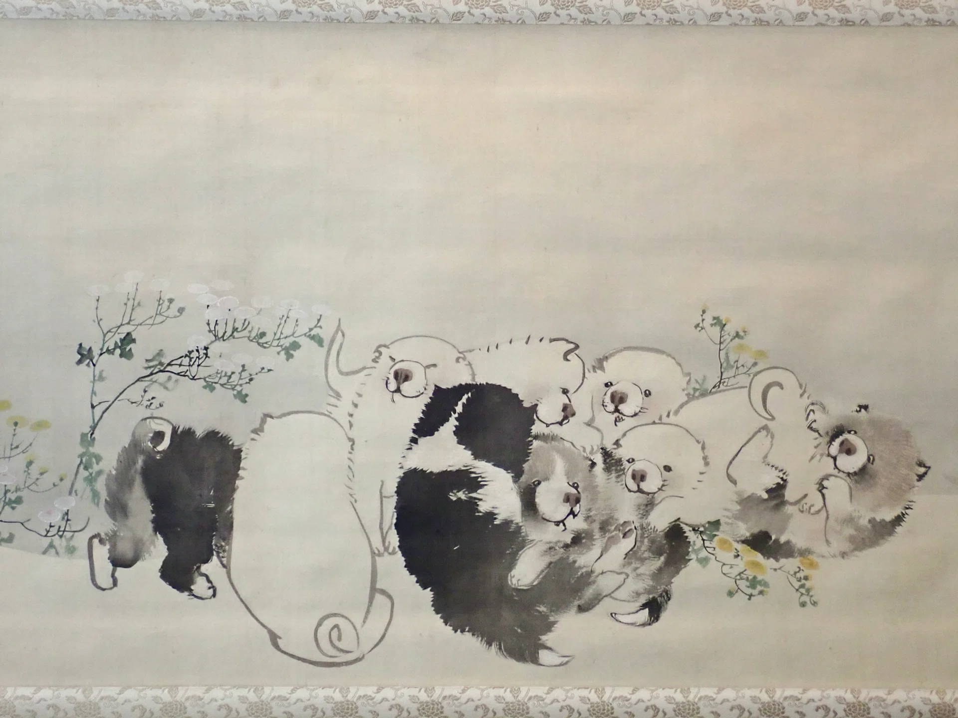 中国画家 郎世寧雪中双熊図 掛軸｜パンダ図｜防伪仕様｜中堂｜客間・書斎・茶室装飾 1788094491-