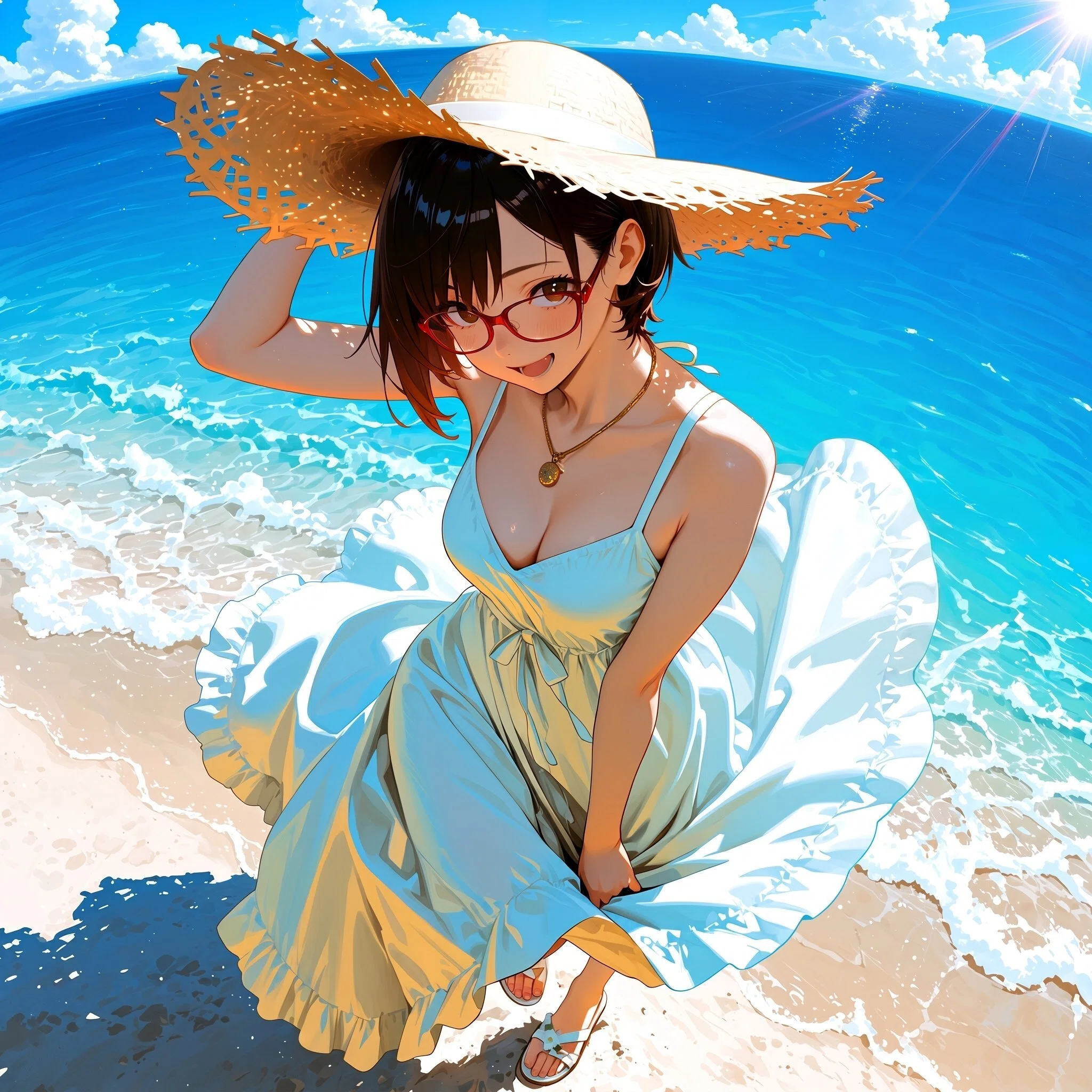 手描きイラスト(夏の女神) 夏の終わり｜しもだん