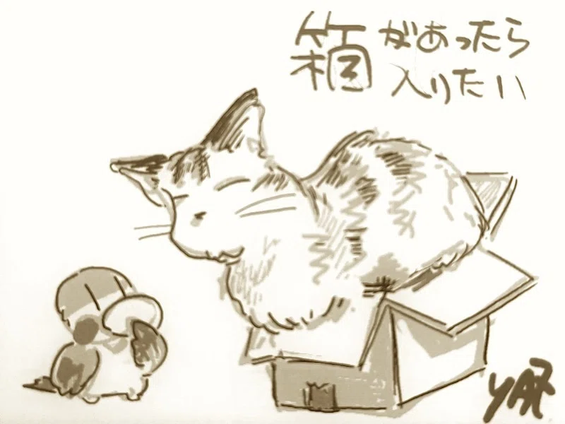 おつかい猫　絵画　イラスト　ドローイング 202608今月描いた絵を晒そう｜やぢおぅ / Yazioh