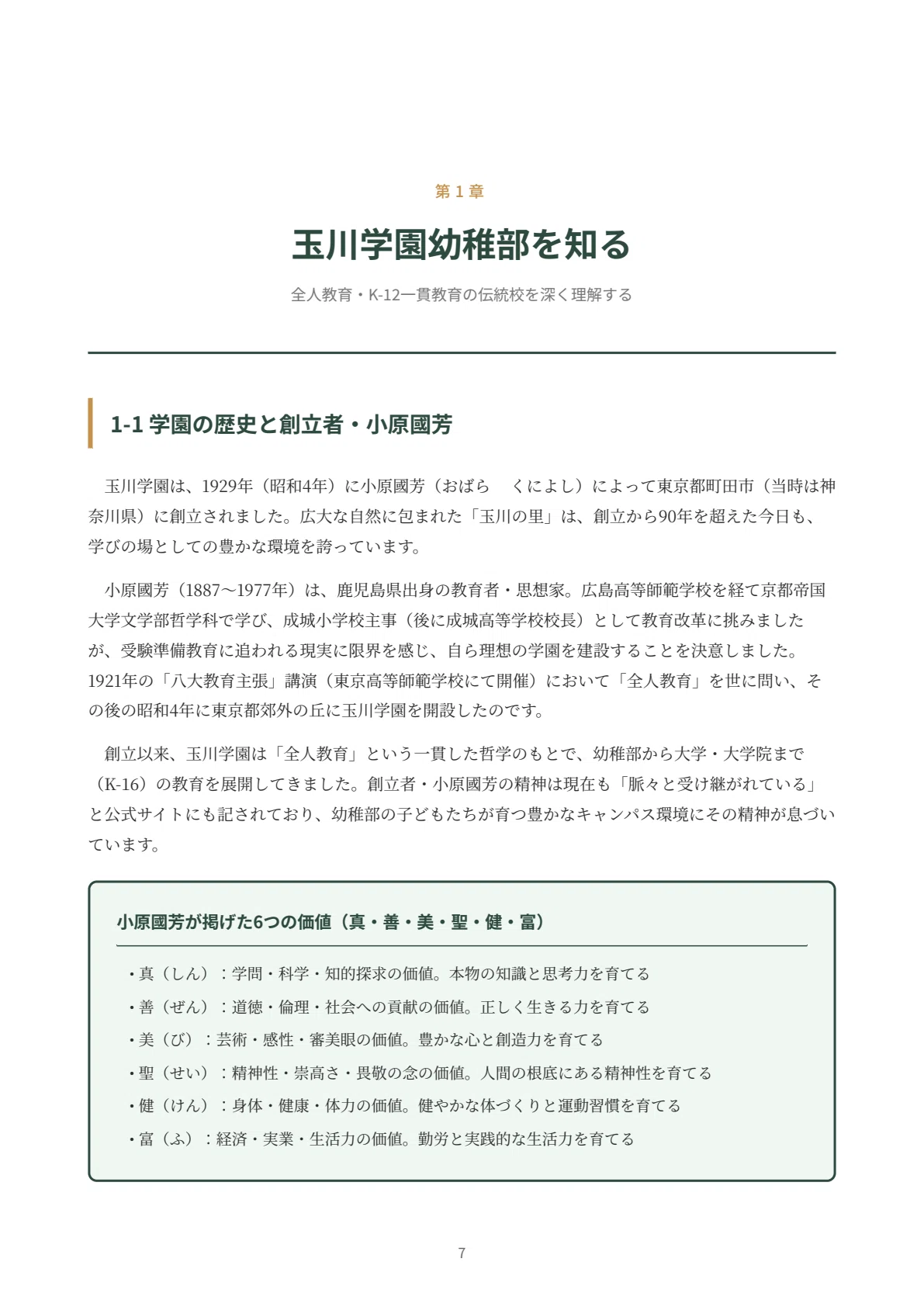 玉川学園幼稚部 願書・面接対策｜2027年度お受験 徹底解説 全102ページ