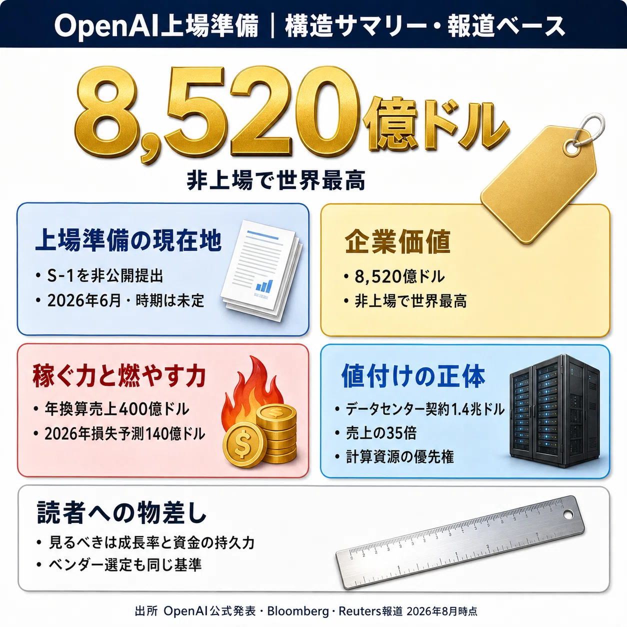 損失140億ドルの企業に1兆ドルの値札——OpenAI上場で投資家が買っている