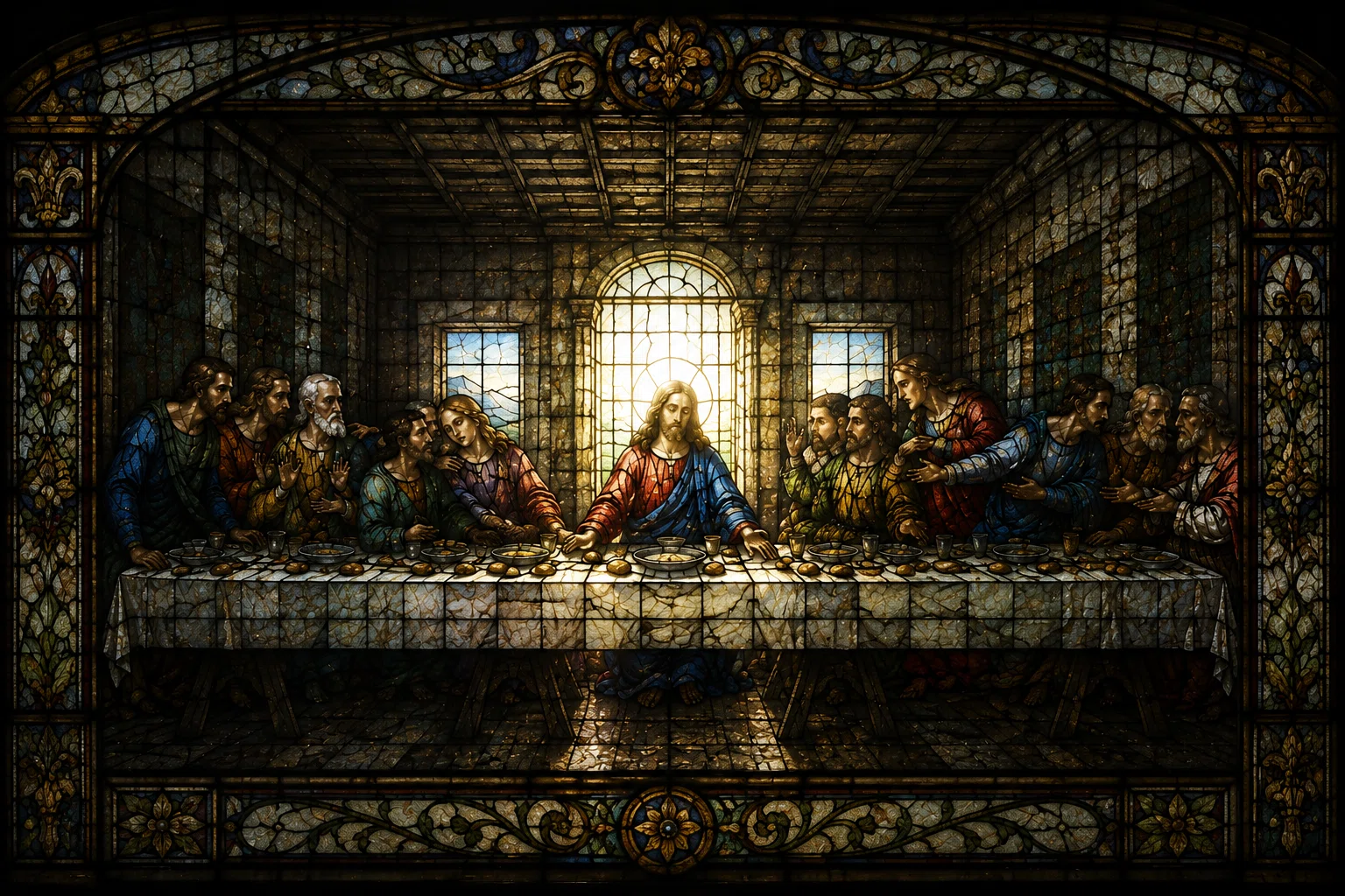ダヴィンチ ステンドグラスLast Supper最後の晩餐 グラスマスターズ社 MVP BOOKS VISUAL DRIFT | TRANSLATED BY LIGHT : The Last Supper c