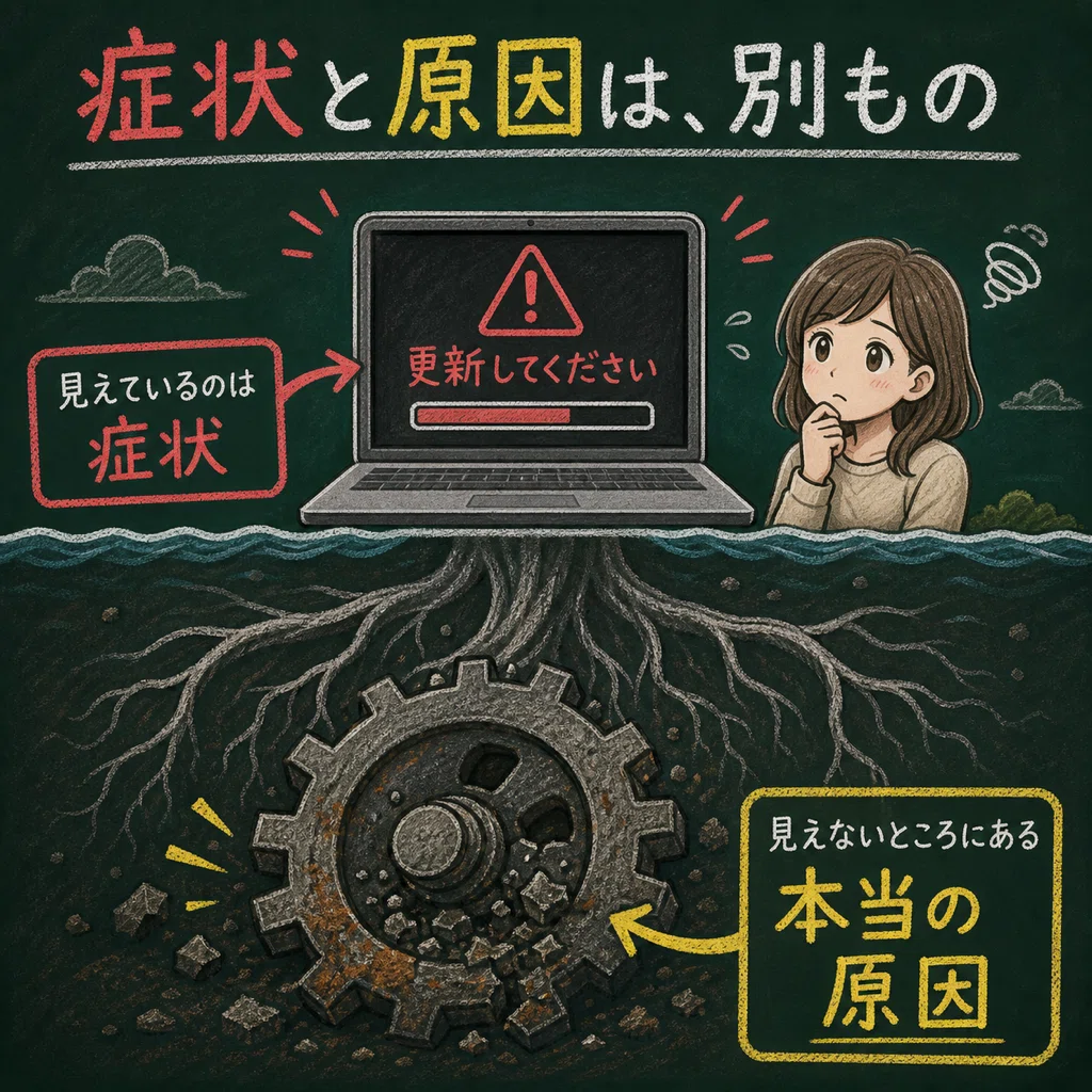 画面の症状と本当の原因は別にある