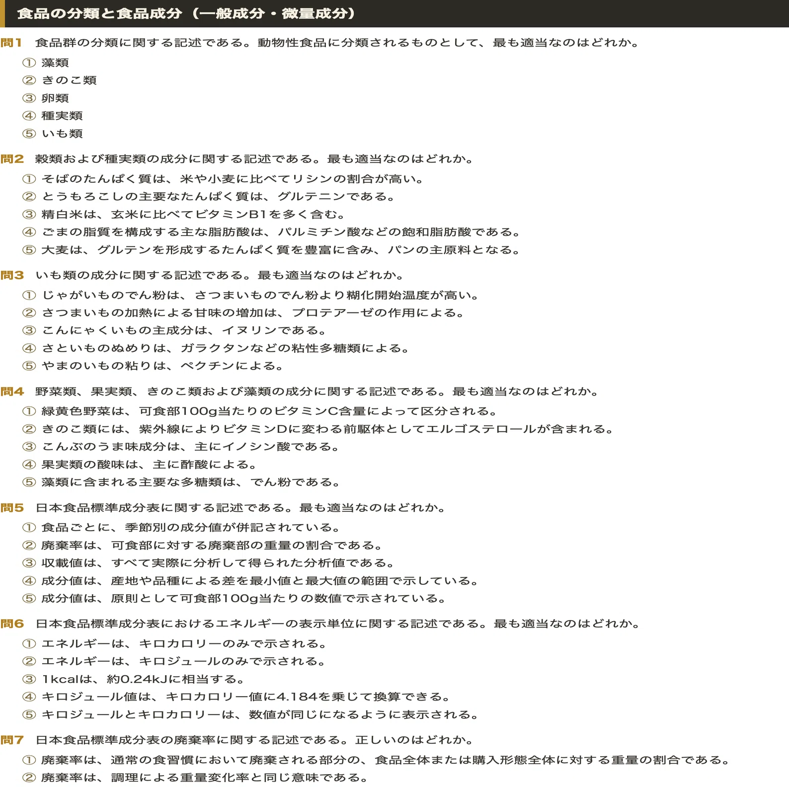 管理栄養士国家試験 食べ物と健康】対策問題集 全250問＋解答・解説