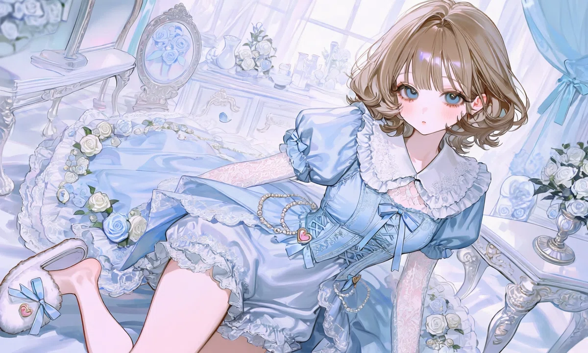 Blue Button Ribbon 로리타 파자마🩷🩵💜|minori